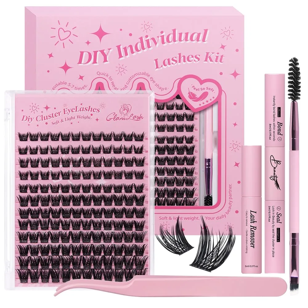 Lash Clusters Kit 8-16mm with Bond Seal Tweezers Brush