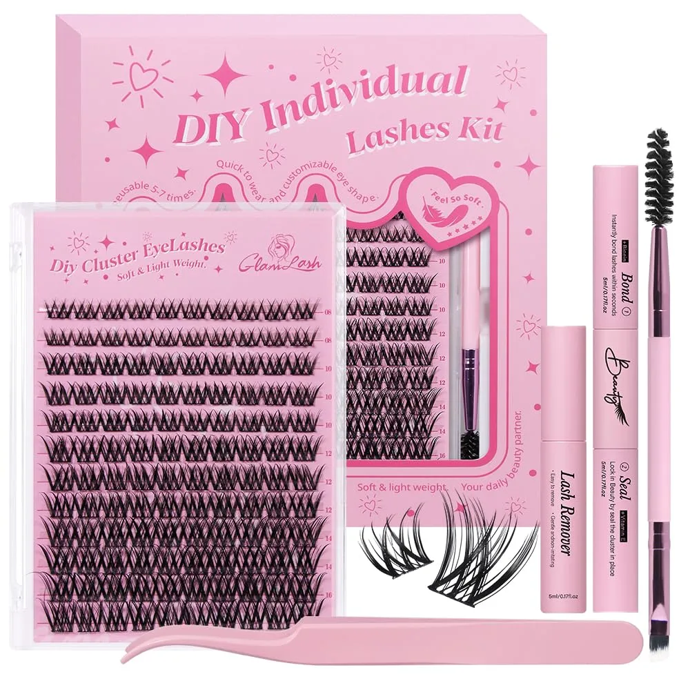 Lash Clusters Kit 8-16mm with Bond Seal Tweezers Brush