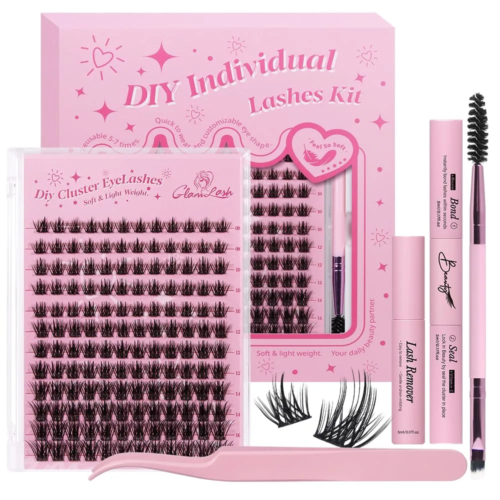Lash Clusters Kit 8-16mm with Bond Seal Tweezers Brush