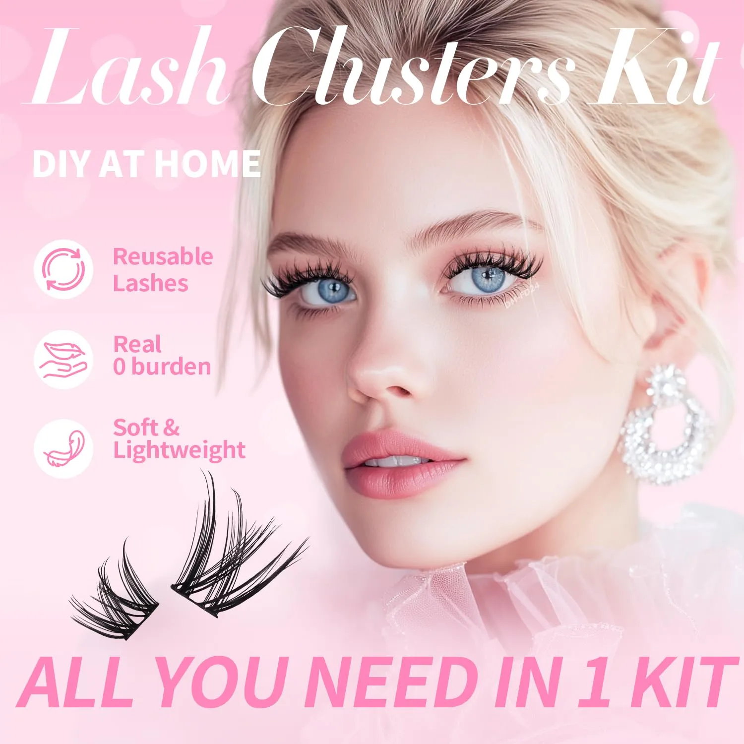 Lash Clusters Kit 8-16mm with Bond Seal Tweezers Brush