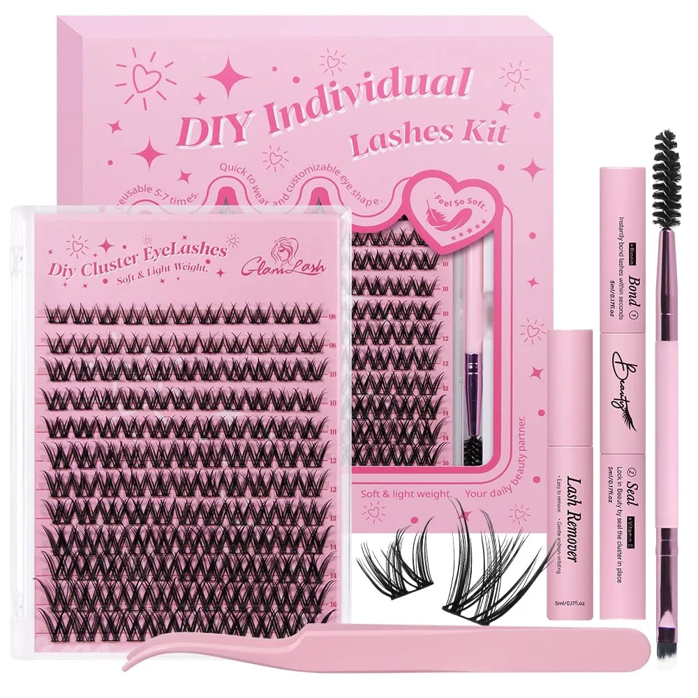 Lash Clusters Kit 8-16mm with Bond Seal Tweezers Brush