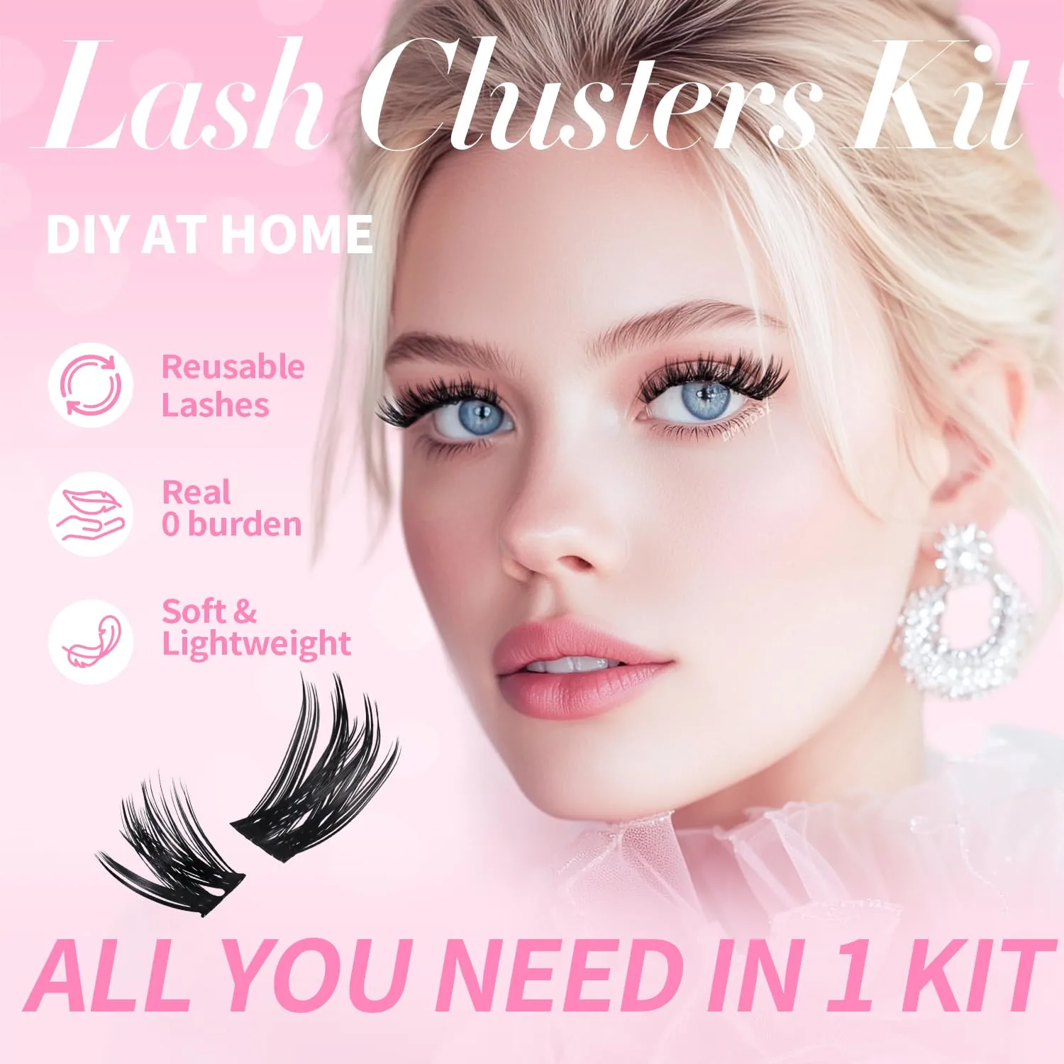 Lash Clusters Kit 8-16mm with Bond Seal Tweezers Brush
