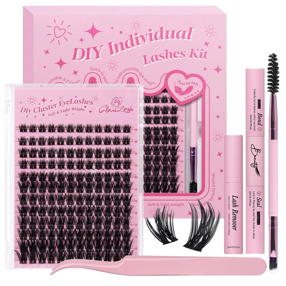 Lash Clusters Kit 8-16mm with Bond Seal Tweezers Brush