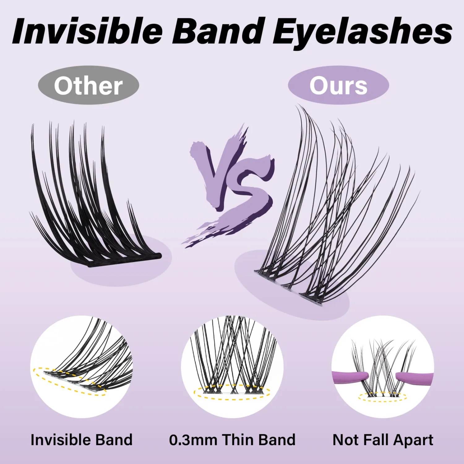 B&Q Venus Lash Clusters 0.3mm Invisible Band False Eyelashes Clusters