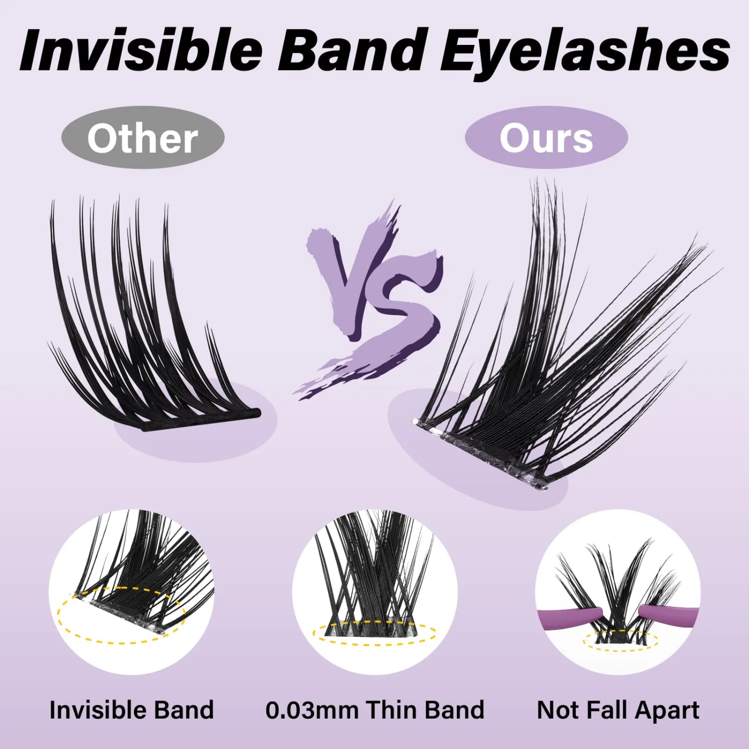 B&Q Victory Lash Clusters 0.03mm Invisible Band False Eyelashes Clusters