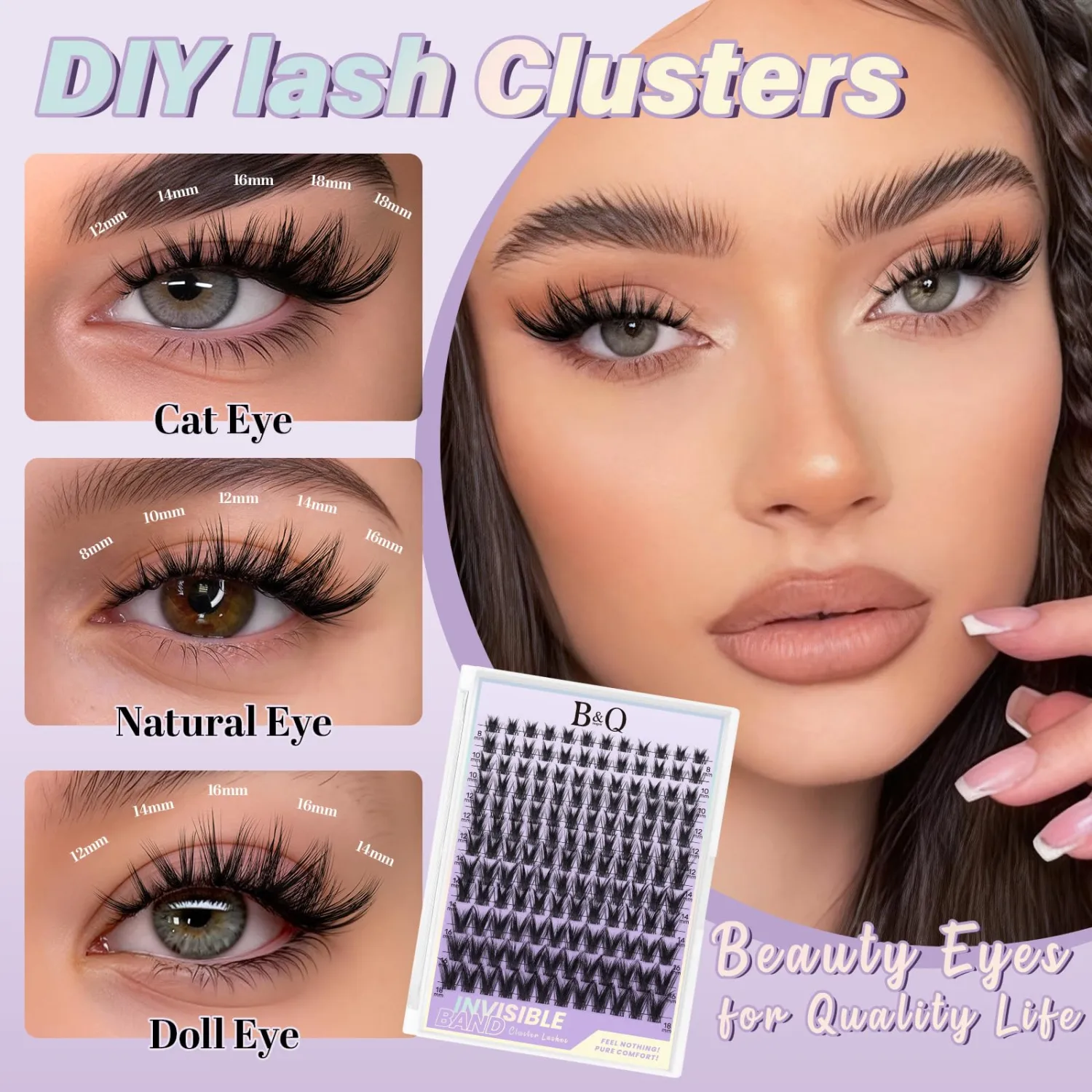 B&Q Victory Lash Clusters 0.03mm Invisible Band False Eyelashes Clusters