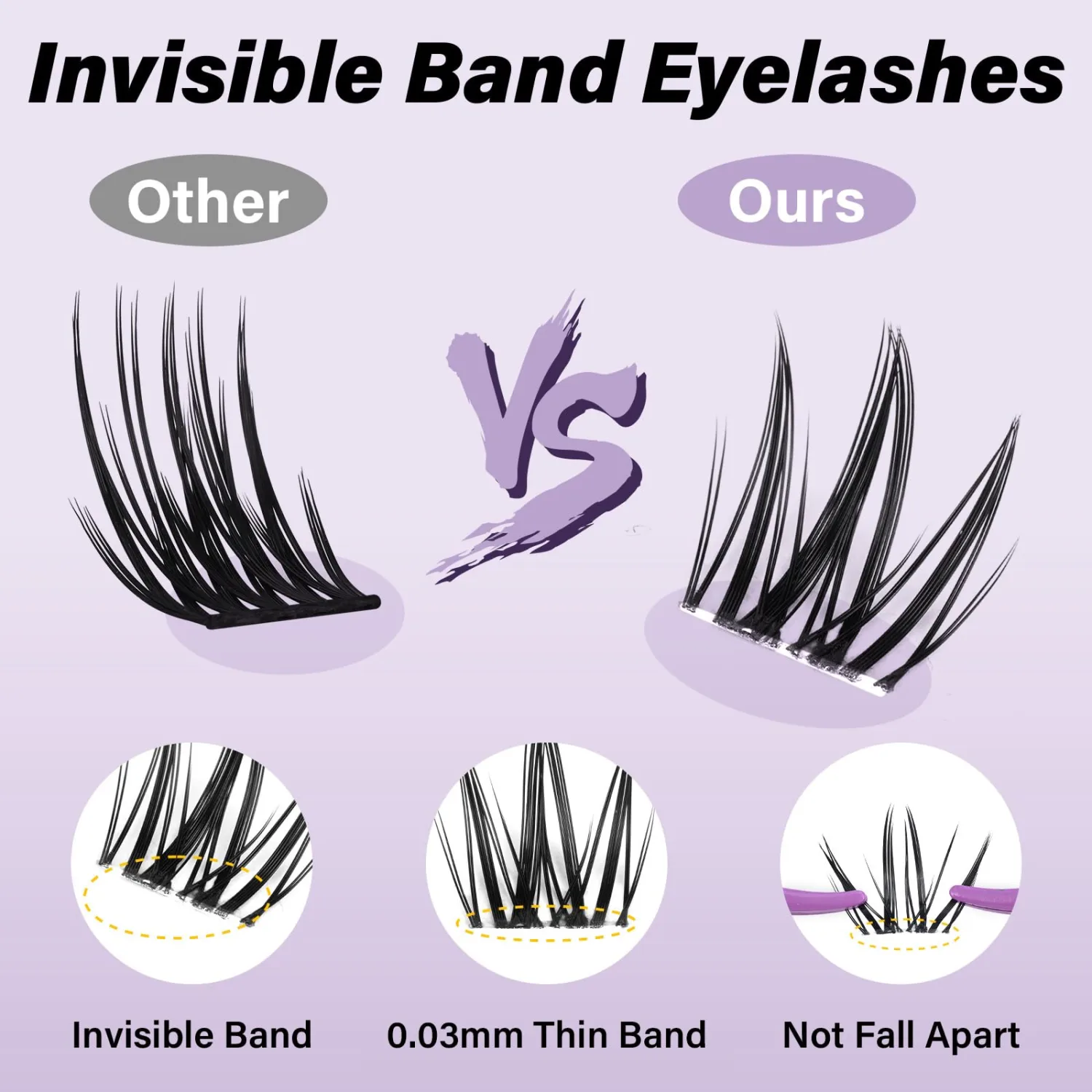 B&Q Bella Lash Clusters 0.03mm Invisible Band False Eyelashes Clusters