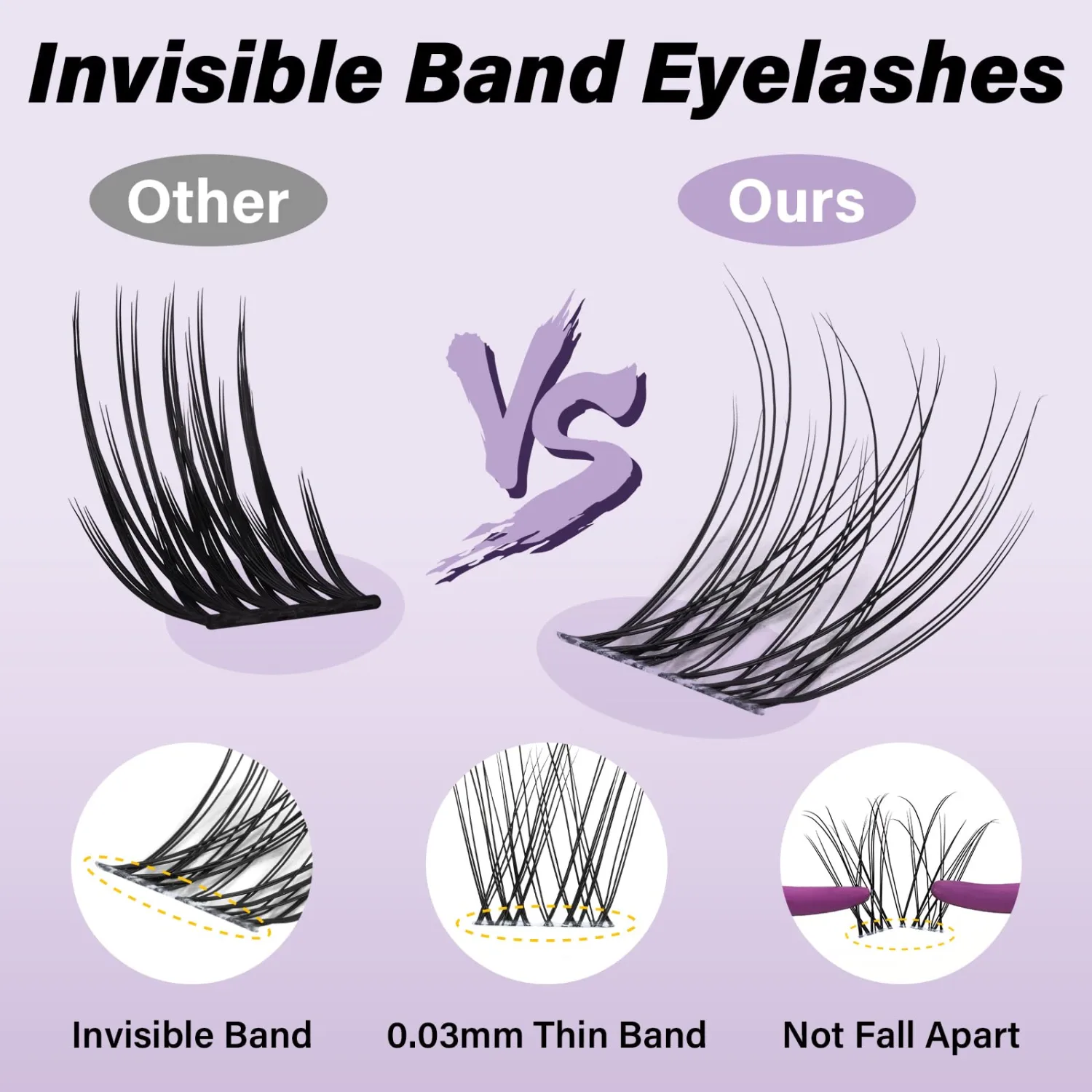 B&Q Flora Lash Clusters 0.03mm Invisible Band False Eyelashes Clusters