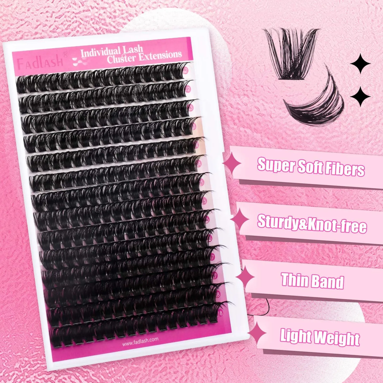 FADLASH Cluster Lashes D Curl Wispy Individual Lashes DIY Eyelash Extension Natural Look Reusable Fluffy Cluster Eyelash Extensions Self Application At Home (100D-0.07D-12-18MIX)