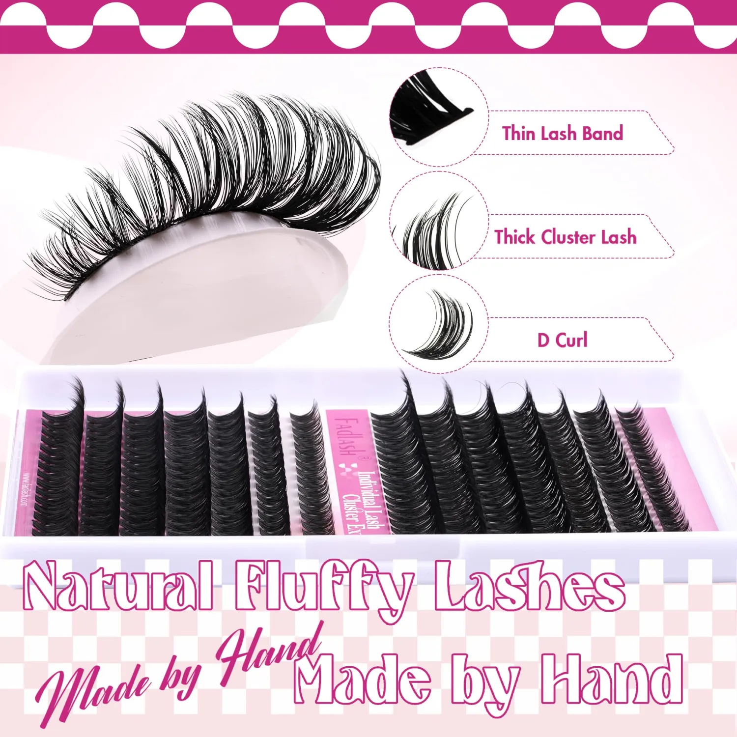FADLASH Cluster Lashes D Curl Wispy Individual Lashes DIY Eyelash Extension Natural Look Reusable Fluffy Cluster Eyelash Extensions Self Application at Home (60D+80D-0.07D-12-18MIX)