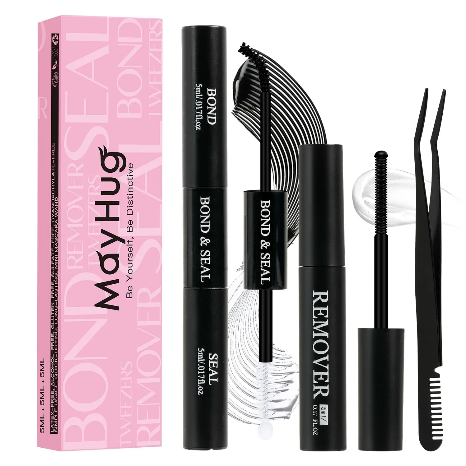 Mayhug Lash Cluster Glue, Bond and Seal, Waterproof, 72H Strong Hold Kit