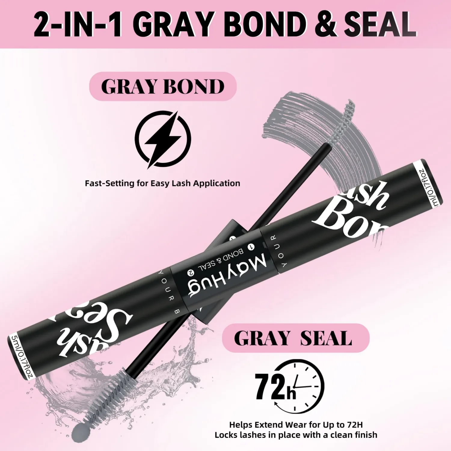 Mayhug Gray Lash Cluster Glue Kit, Bond & Seal, Remover and Tweezers