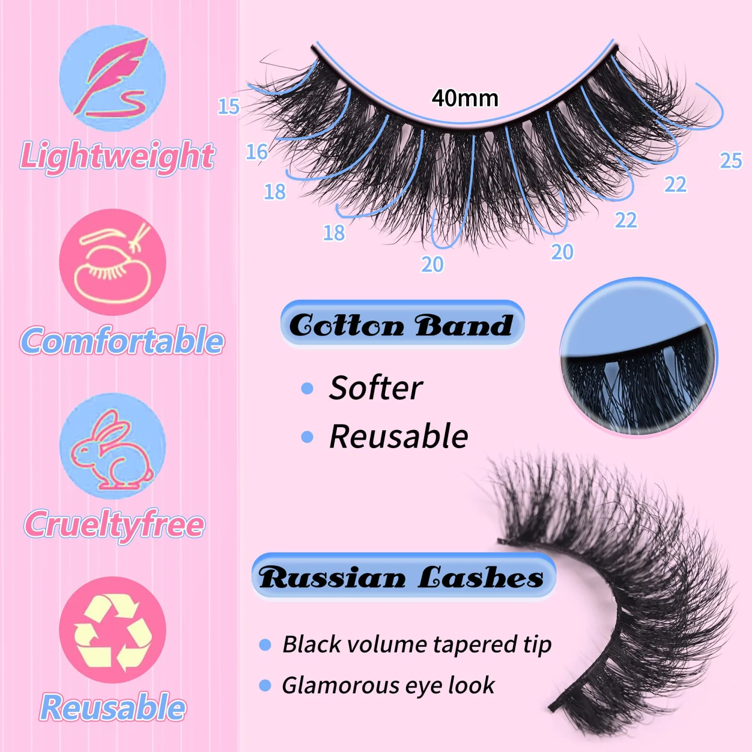 Thick Long Lashes False Eye Lashes Mega Look 5D Volume Dramatic 25mm Waterproof 80D Eyelash Clusters Soft Fake Eyelashes Pack by Yaiseiko（14 Pairs）