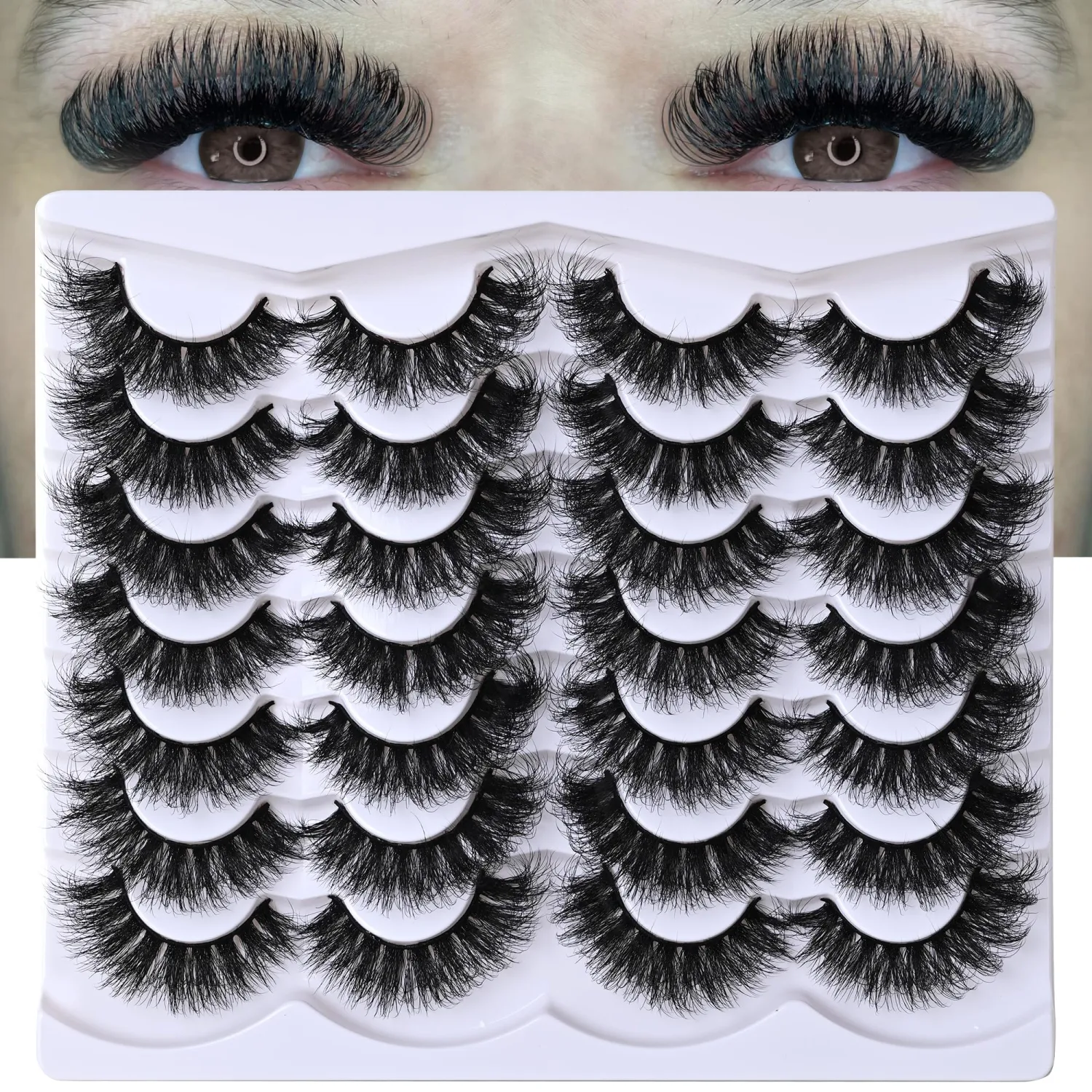 Thick Long Lashes False Eye Lashes Mega Look 5D Volume Dramatic 25mm Waterproof 80D Eyelash Clusters Soft Fake Eyelashes Pack by Yaiseiko（14 Pairs）