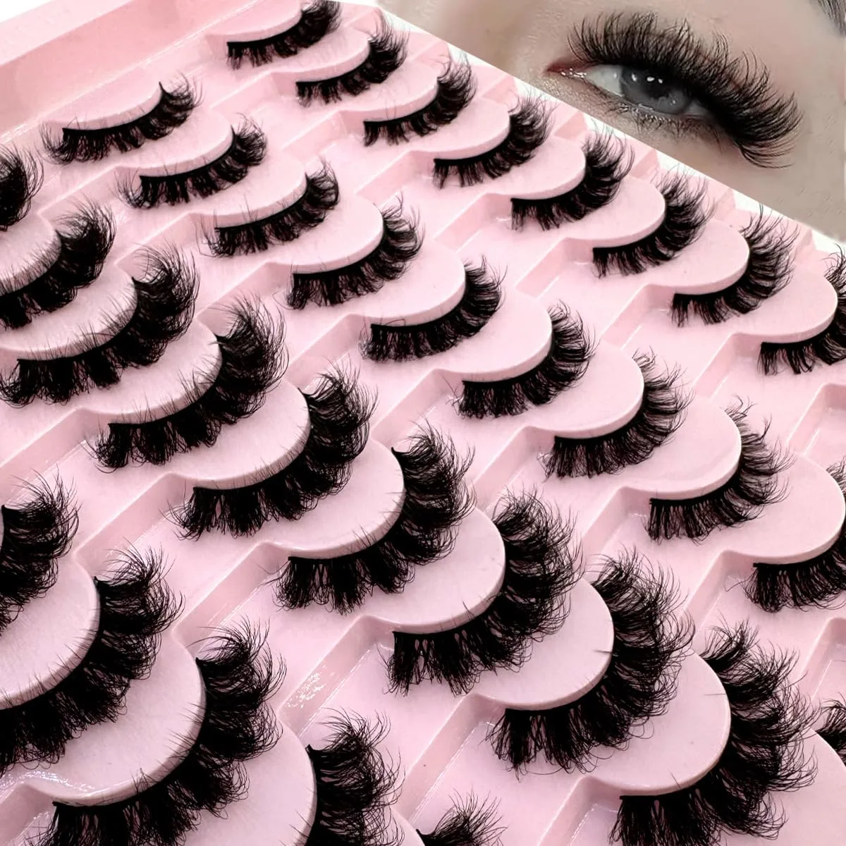 20 Pairs Faux Mink Lashes Pack Dramatic Eyelashes Thick Mixed False Lashes Lightweight Handmade Soft Volume (20pairs ja48)