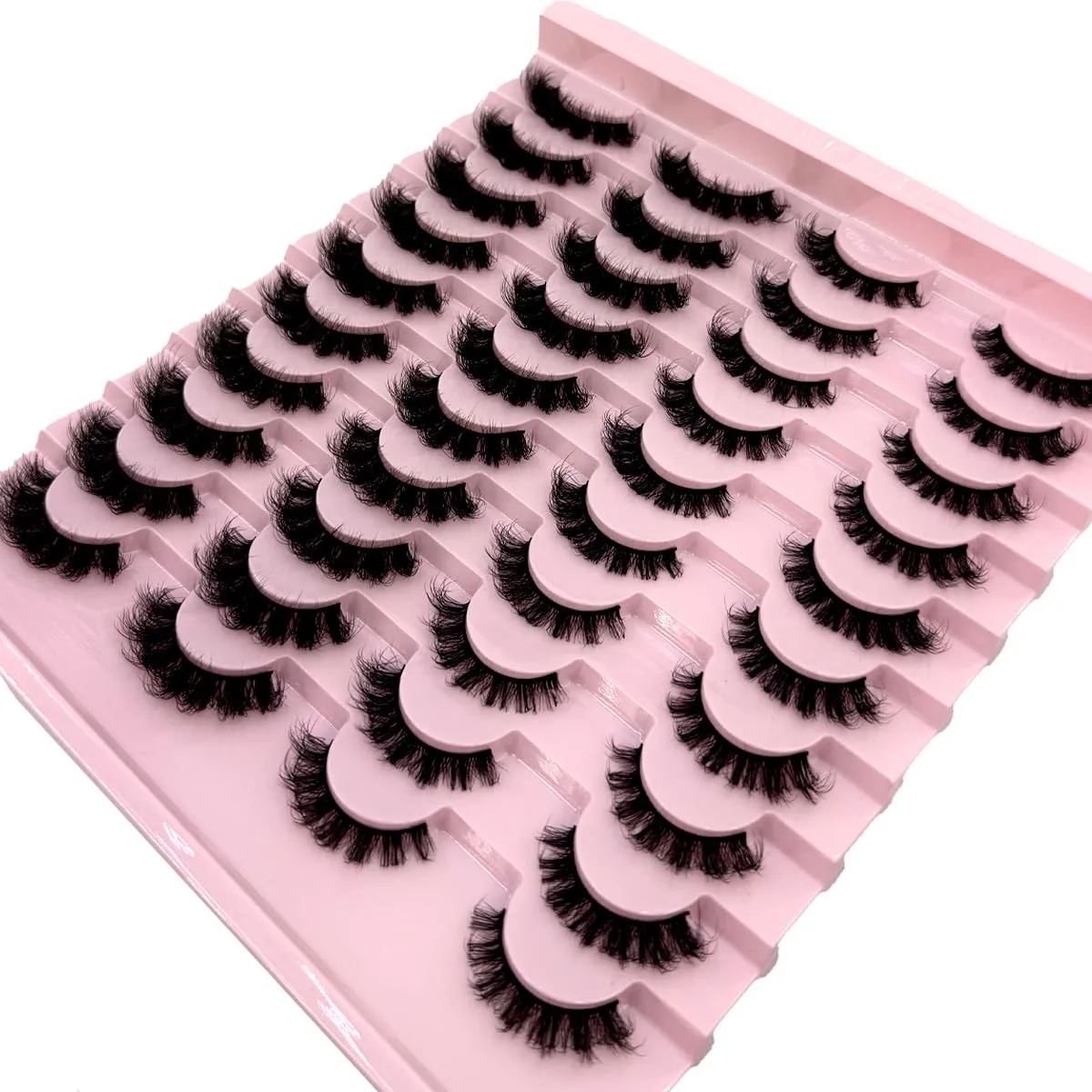 20 Pairs Faux Mink Lashes Pack Dramatic Eyelashes Thick Mixed False Lashes Lightweight Handmade Soft Volume (20pairs ja48)