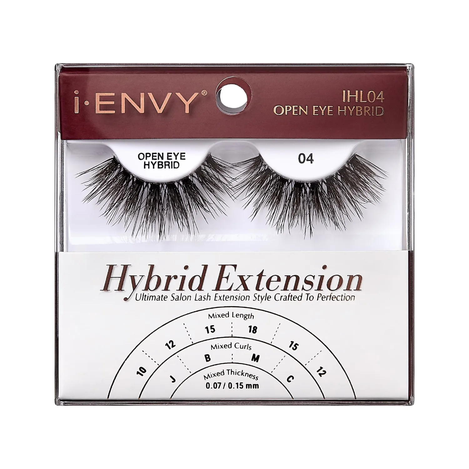 i•ENVY Extension False Lashes, Hybrid Salon Lash Clear Invisible Band Strip Natural Look Mixed Volume Curl Eyelashes Wispy Fluffy Cat Eye Fake Lashes (Open Eye)