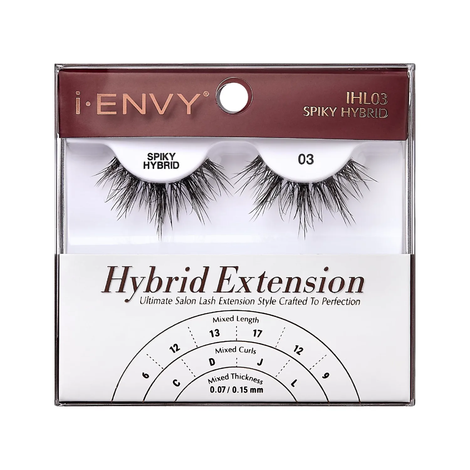 i-ENVY Extension False Lashes, Hybrid Salon Lash Clear Invisible Band Strip Natural Look Mixed Volume Curl EyeLashes Wispy Fluffy Cat Eye Fake Lashes (Spiky)