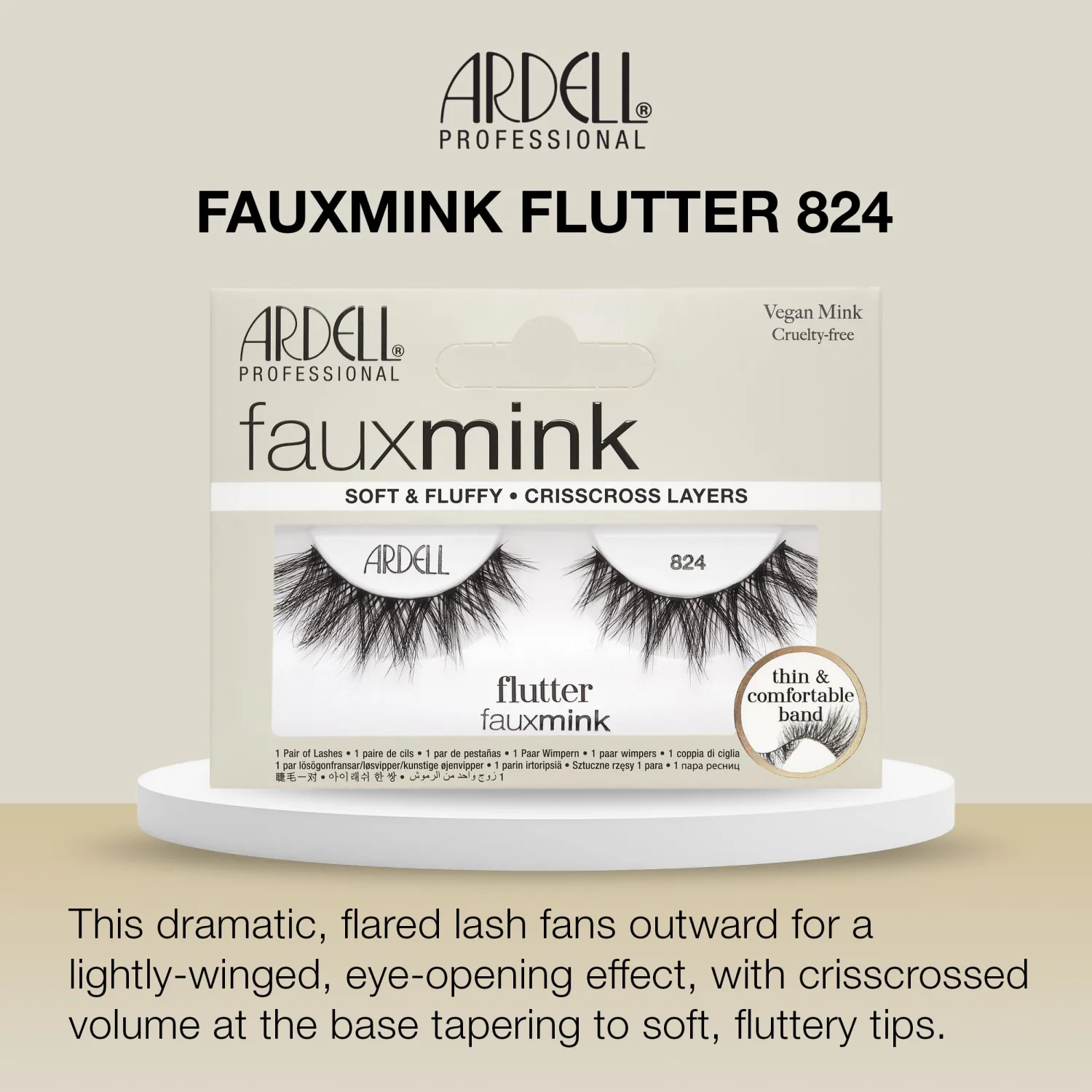 Ardell Faux Mink Lashes Wispies 824 – Fluttery Cat Eye Strip Eyelashes, Vegan Mink, Cruelty-Free, Wispy Lashes Falsies for Seamless Wear, 4 Pack