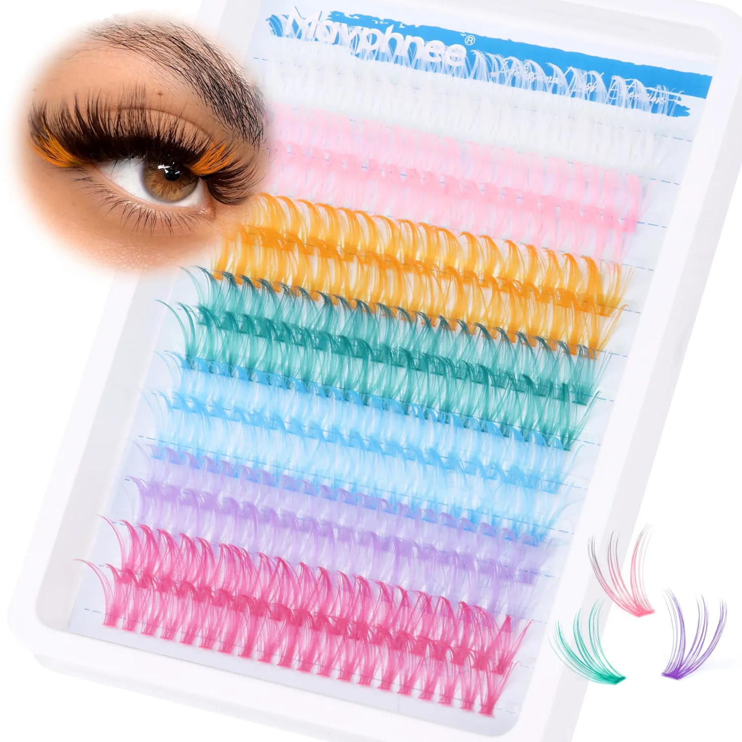 Colored Lash Extension Individuals 280 Pcs Colored Eyelashes Clusters 7 Colors Wispy 16MM 18MM Colorful Eyelash Extensions DIY at Home by Mavphnee