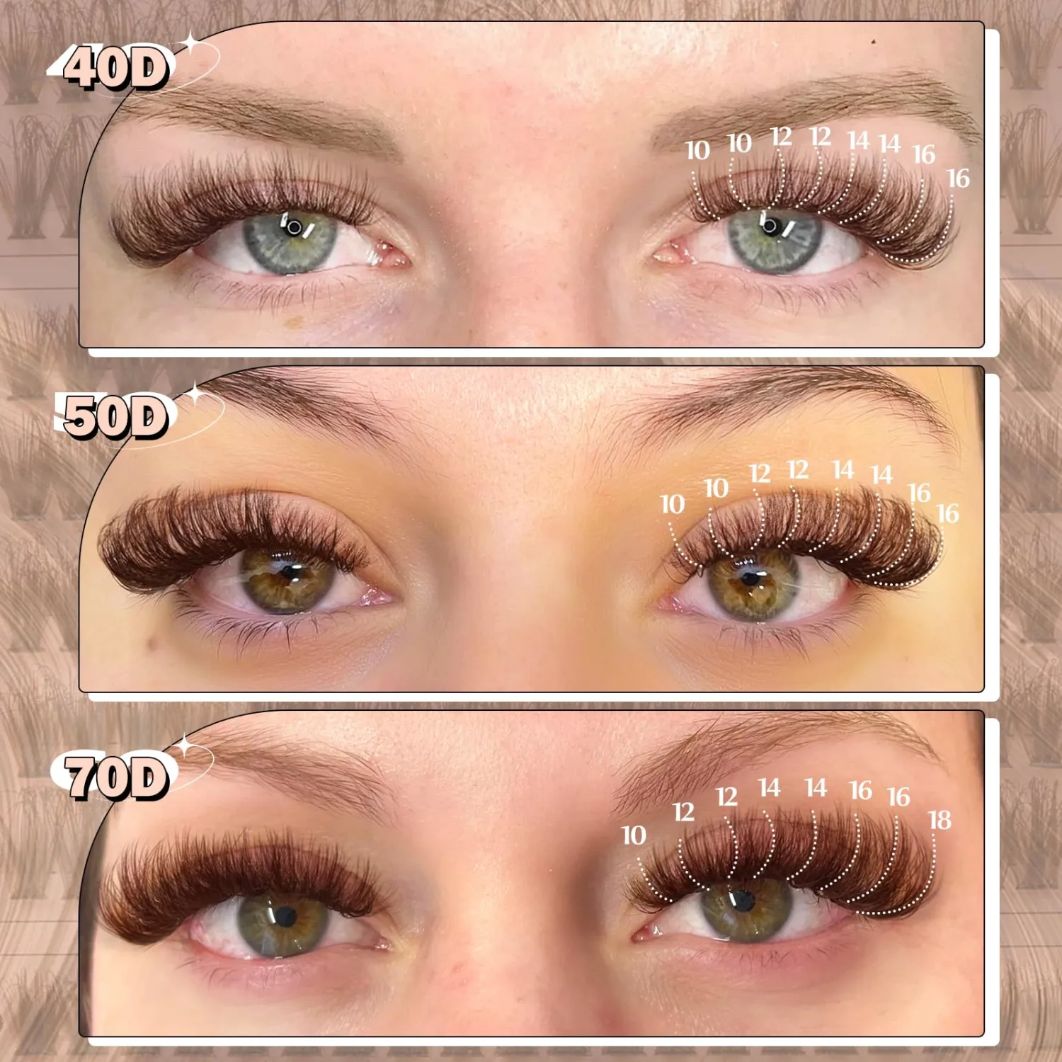 Yawamica Brown Lash Clusters Fluff Dark Brown Eyelash Clusters, 300pcs