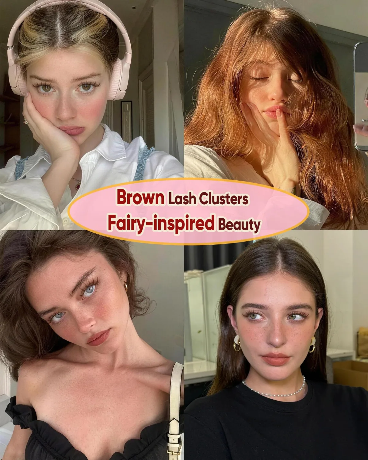 Brown Lash Clusters Manga Eyelash Clusters Natural Fairy Cluster Eyelash Extensions Wispy Spiky Individual Lashes Invisible Band DIY Anime Lash Extensions with Clear Band 8-16MM by zenotti