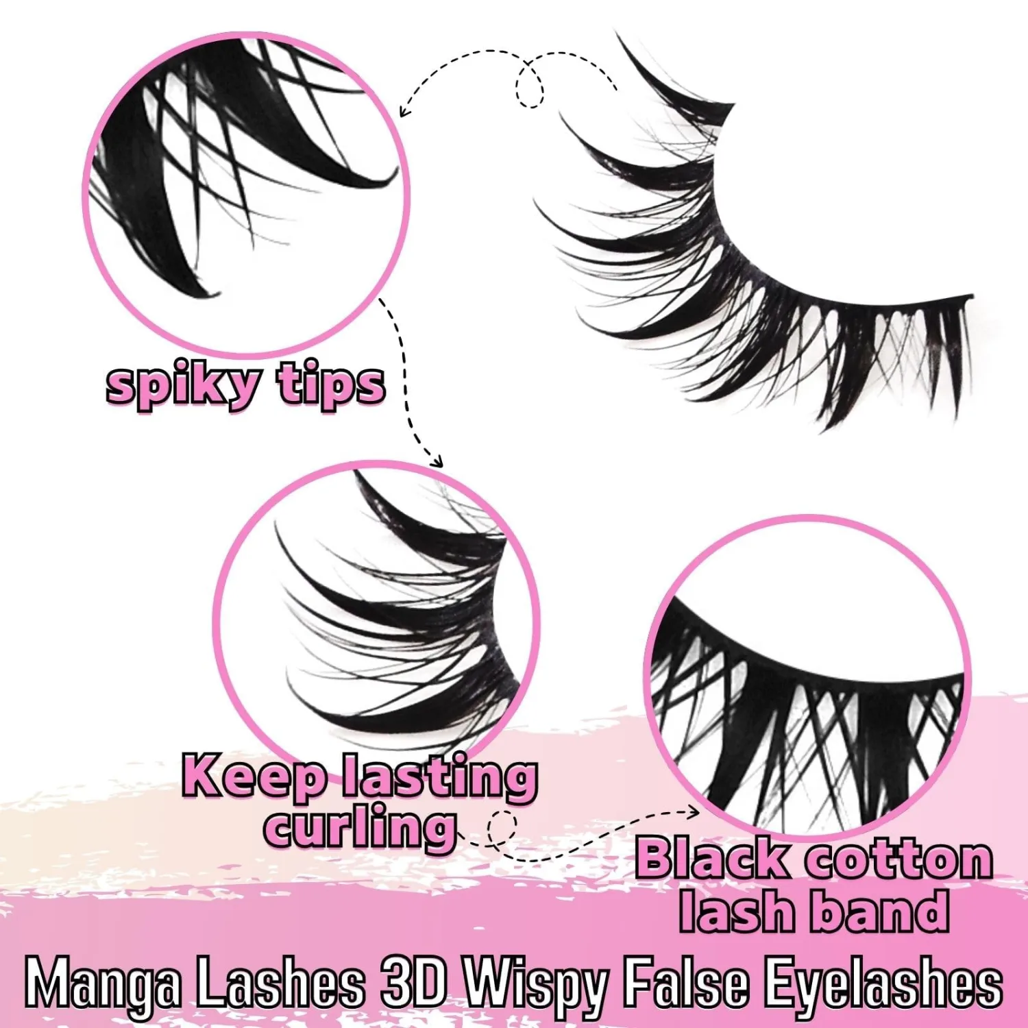 Lashes Anime Eyelashes Wet Look Cat Eye Lashes Spiky Cosplay Eyelash Darkess Makeup Lashes C Curl Faux Mink False Eyelashes with Cotton Band 10 Pairs Pack (A1)