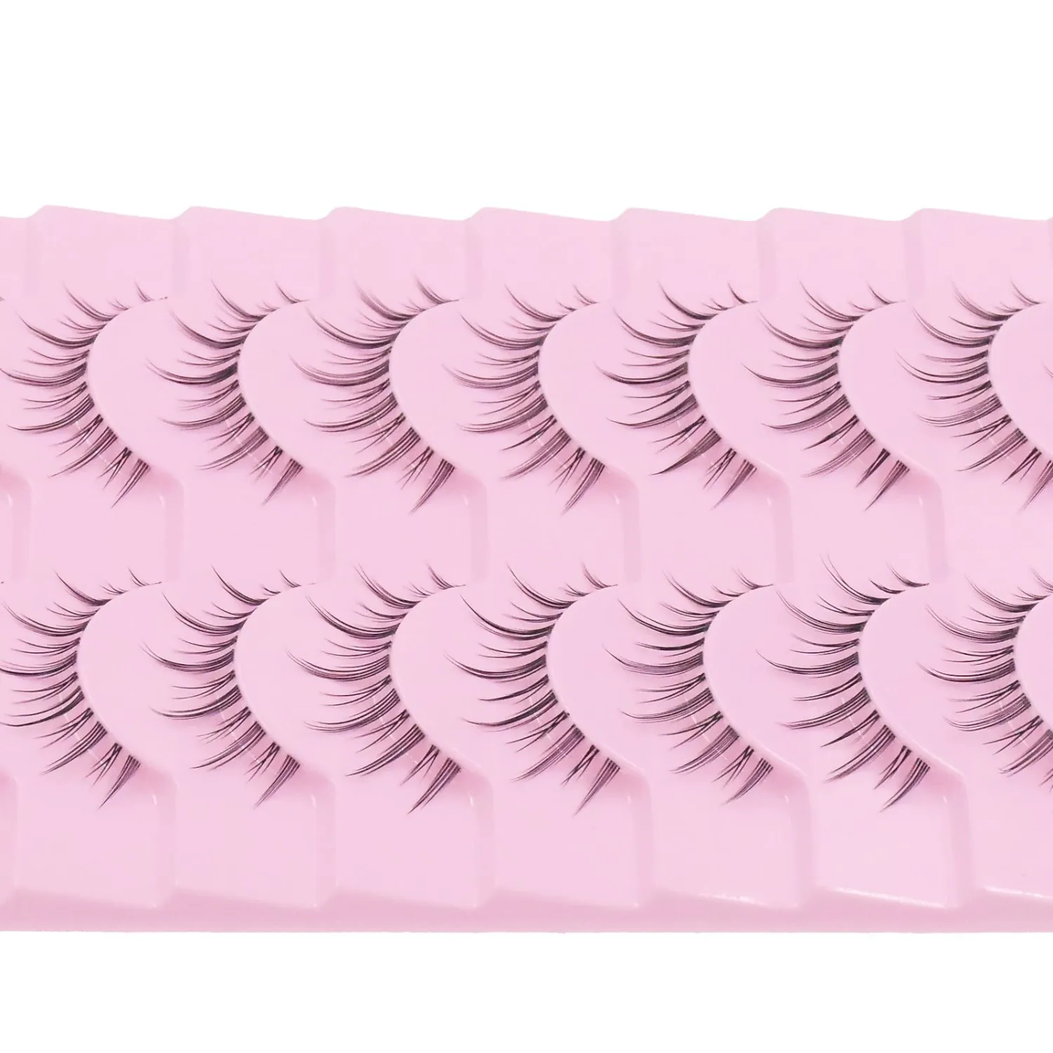 10 Pairs Manga Lashes Natural Look Wispy Clusters 16mm Spiky Style Japanese Anime Cosplay Cat Eye Lashes Extension Makeup Faux Mink False Eyelashes (LK01)
