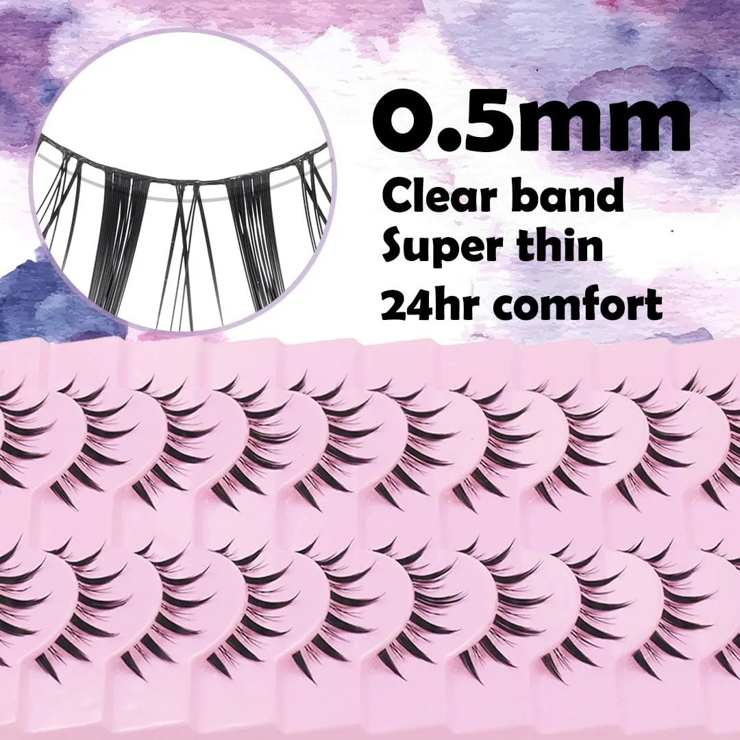 10 Pairs Manga Lashes Anime Cosplay Lashes Janpanese Style 16mm Spiky Lashes Extensions Manhua Natural Makeup Look Doll Eye Lashes Daily & Party by AUGENLI (LK02)