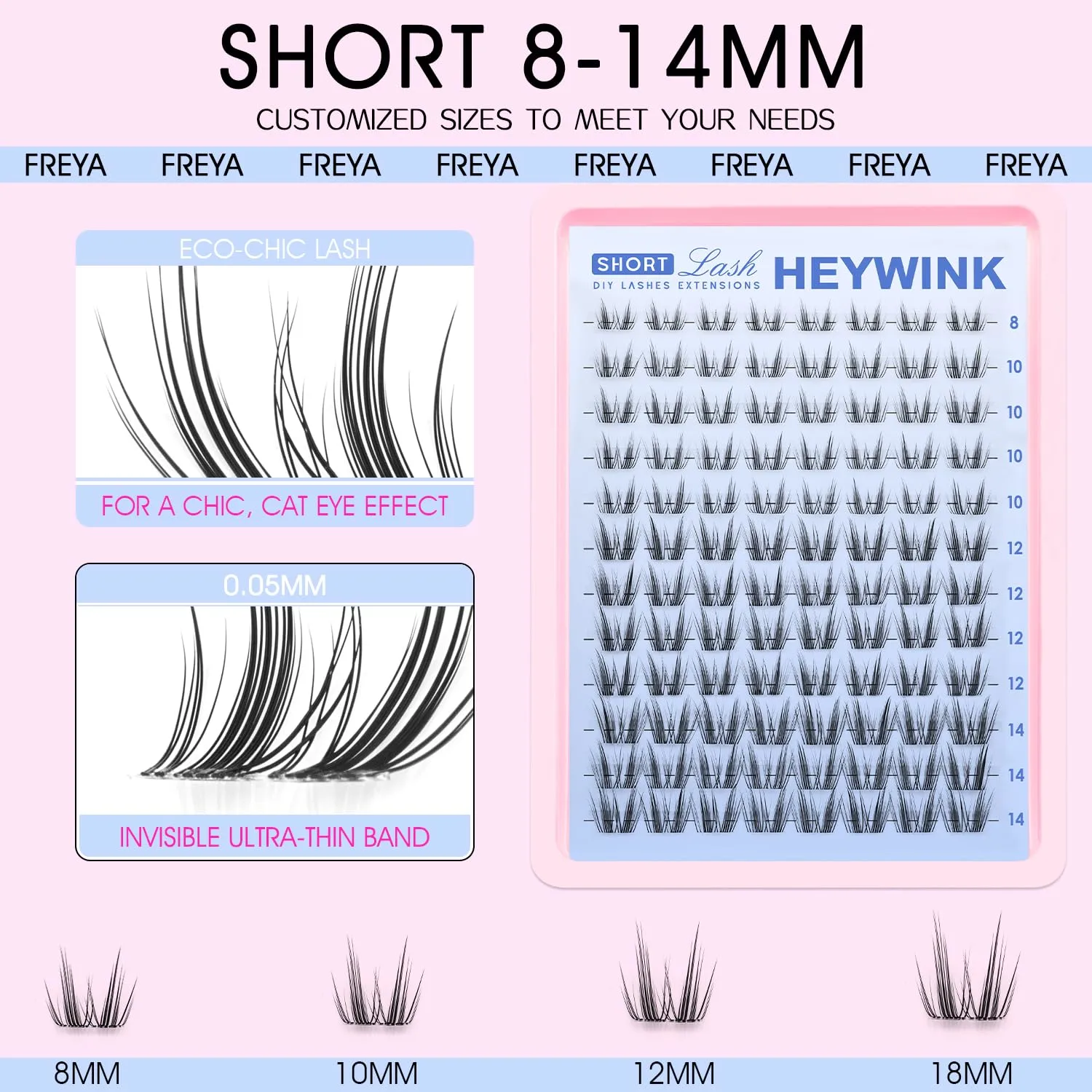 Freya Lash Clusters Kit 8-14mm Wispy Eyelash Clusters DIY Lashes