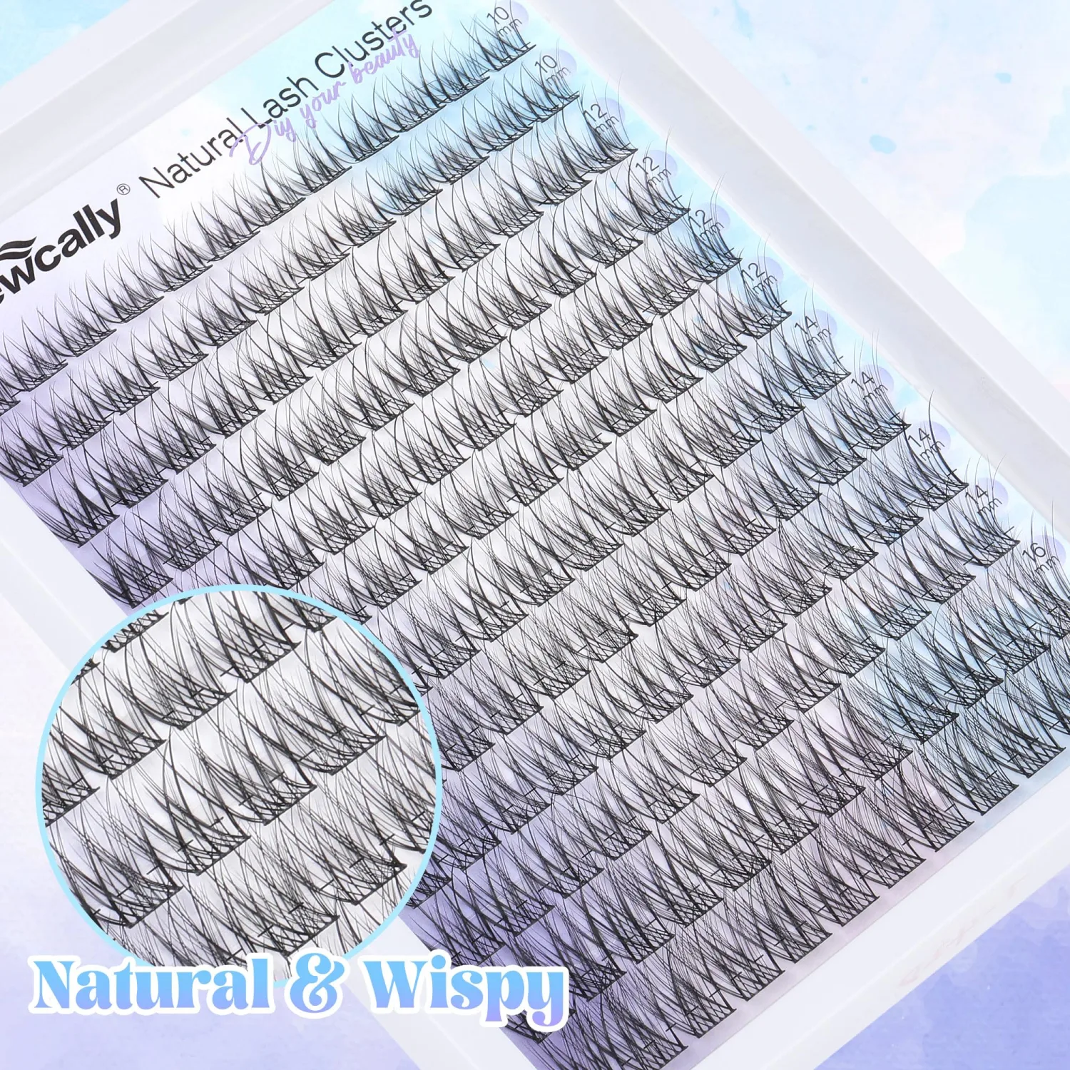 Natural Lash Clusters Kit Wispy Lash Extension Kit Cluster Eyelash Extension C-curly Cluster Lashes Kit DIY Eyelash Extension Kit Natural Eyelash Clusters with Lash Bond and Seal by Newcally