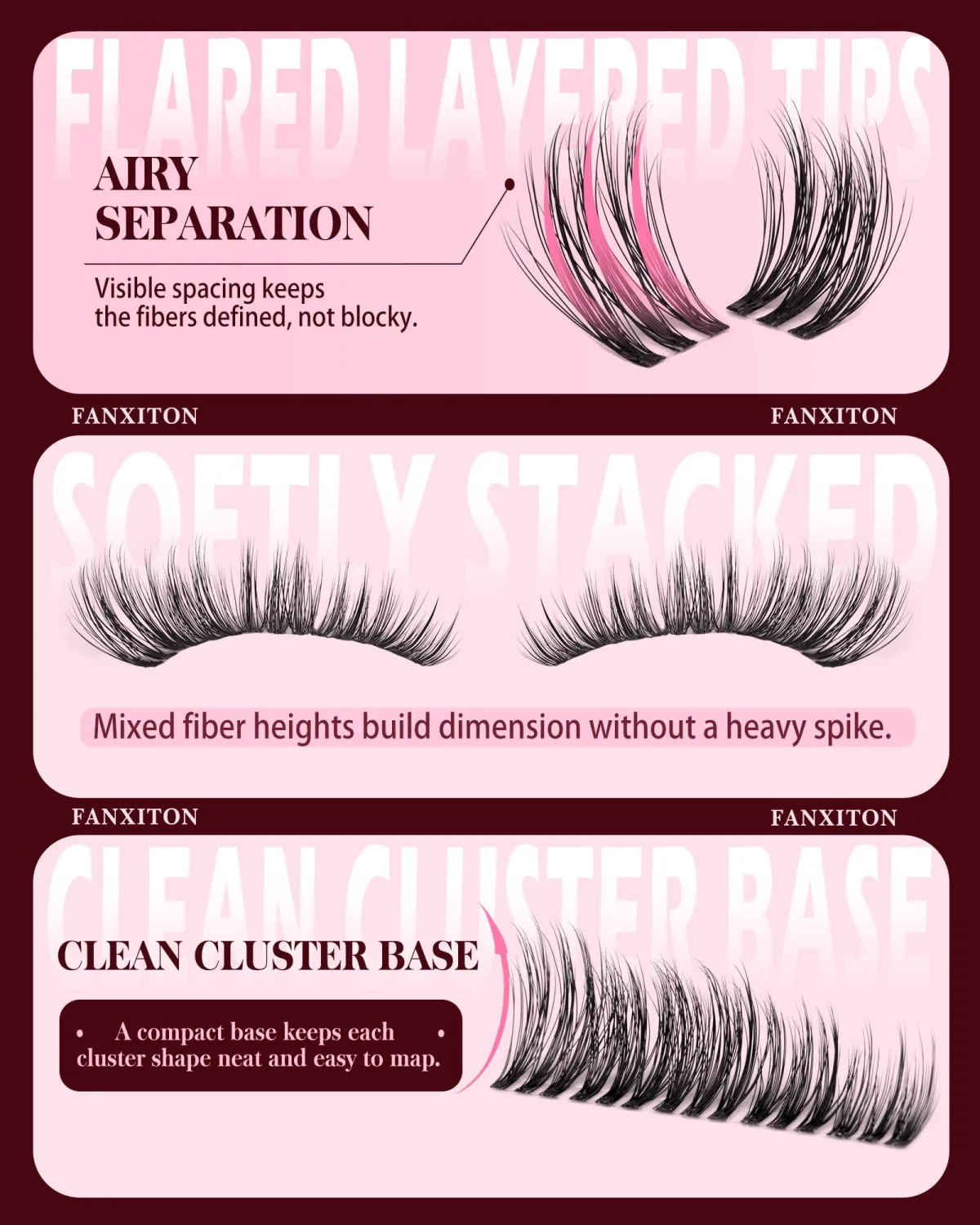 Natural Wispy Lash Clusters 10-16mm Mixed Length
