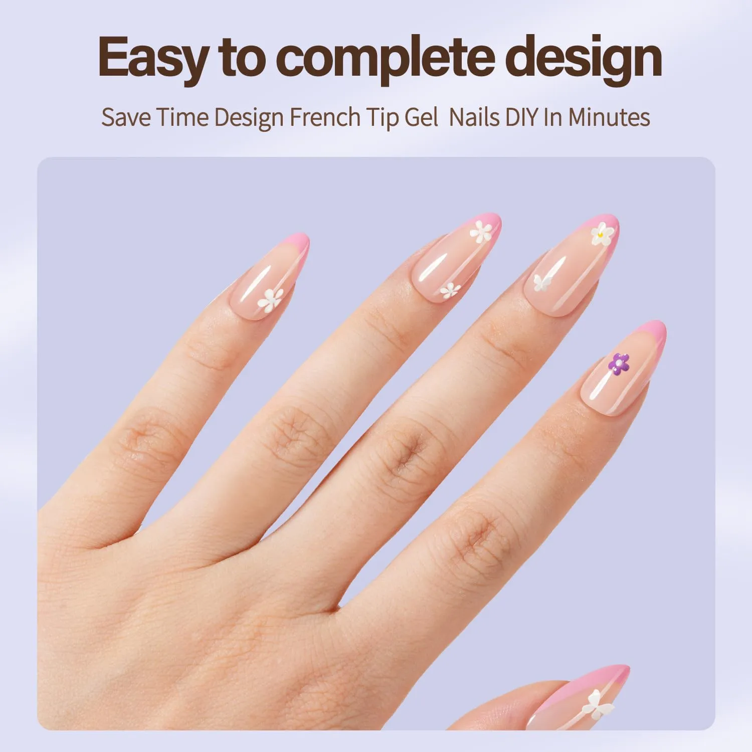 Misssix XBASICTIPS French Tip Press On Nails, 150Pcs French Gel Nail Tips Medium Almond, Soft Gel Pre-shaped No Need to File 3 in 1 Tips, Fake Nails for Nail Art DIY Extension Designs 15 Sizes