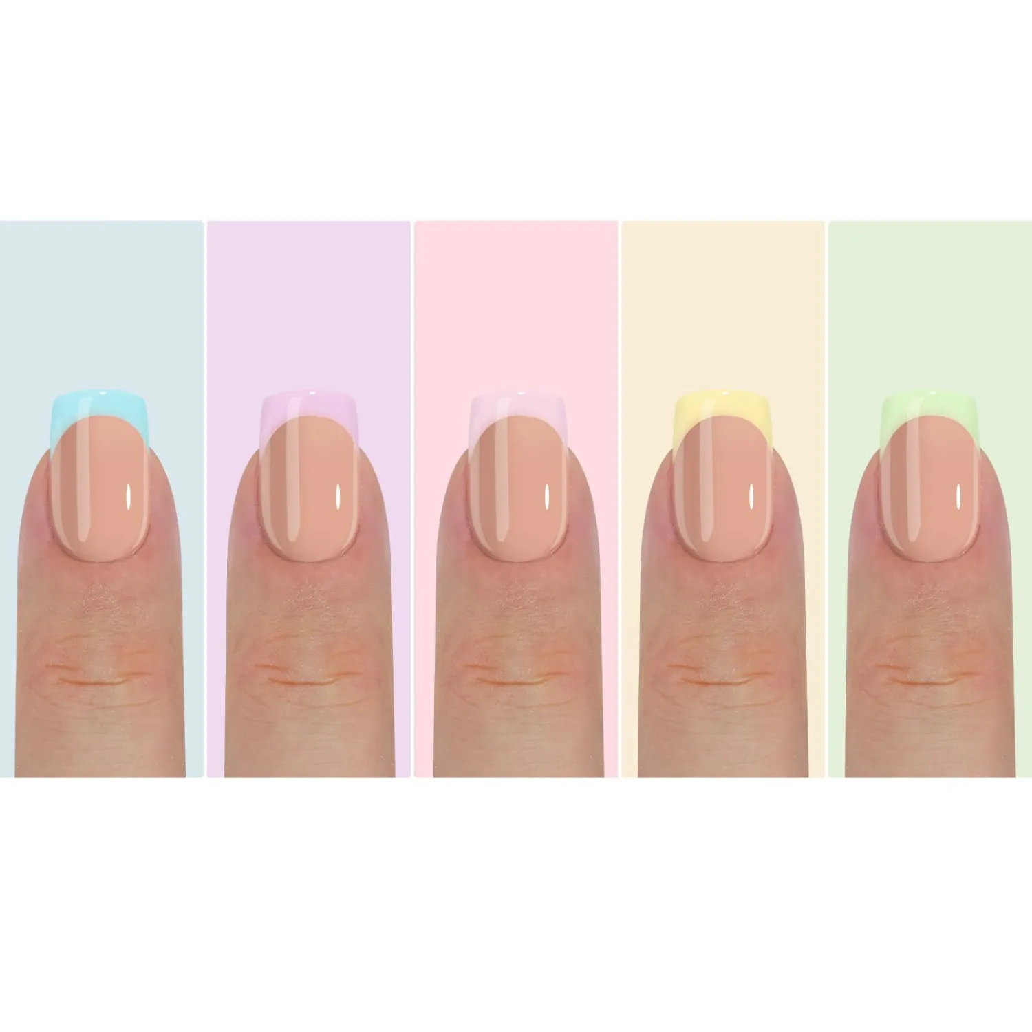 150 Pcs French Tip Press on Nails Short Square Fake Nails 5 Colors French Tip False Nail Tips 3 IN 1 Soft Gel Nail Tips Kit Colorful Tips Glue on Nail Nude Acrylic Stick on Nails for Women Manicure
