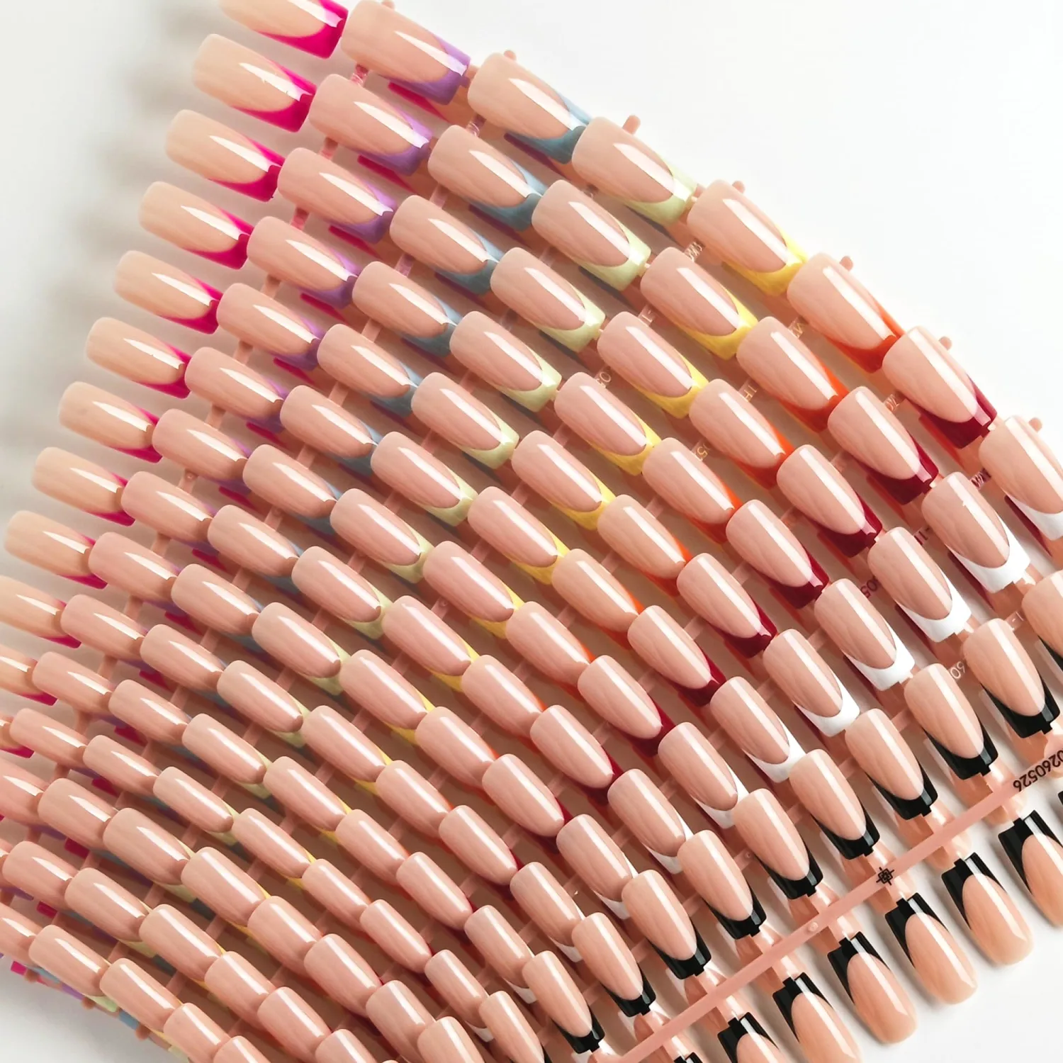 270Pcs French Tip Press on Nails Long Square Fake Nails 9 Color Soft Gel Full Cover False Nails 15 Sizes Artificial Acrylic Nails Stick on Nail for Women Manicure