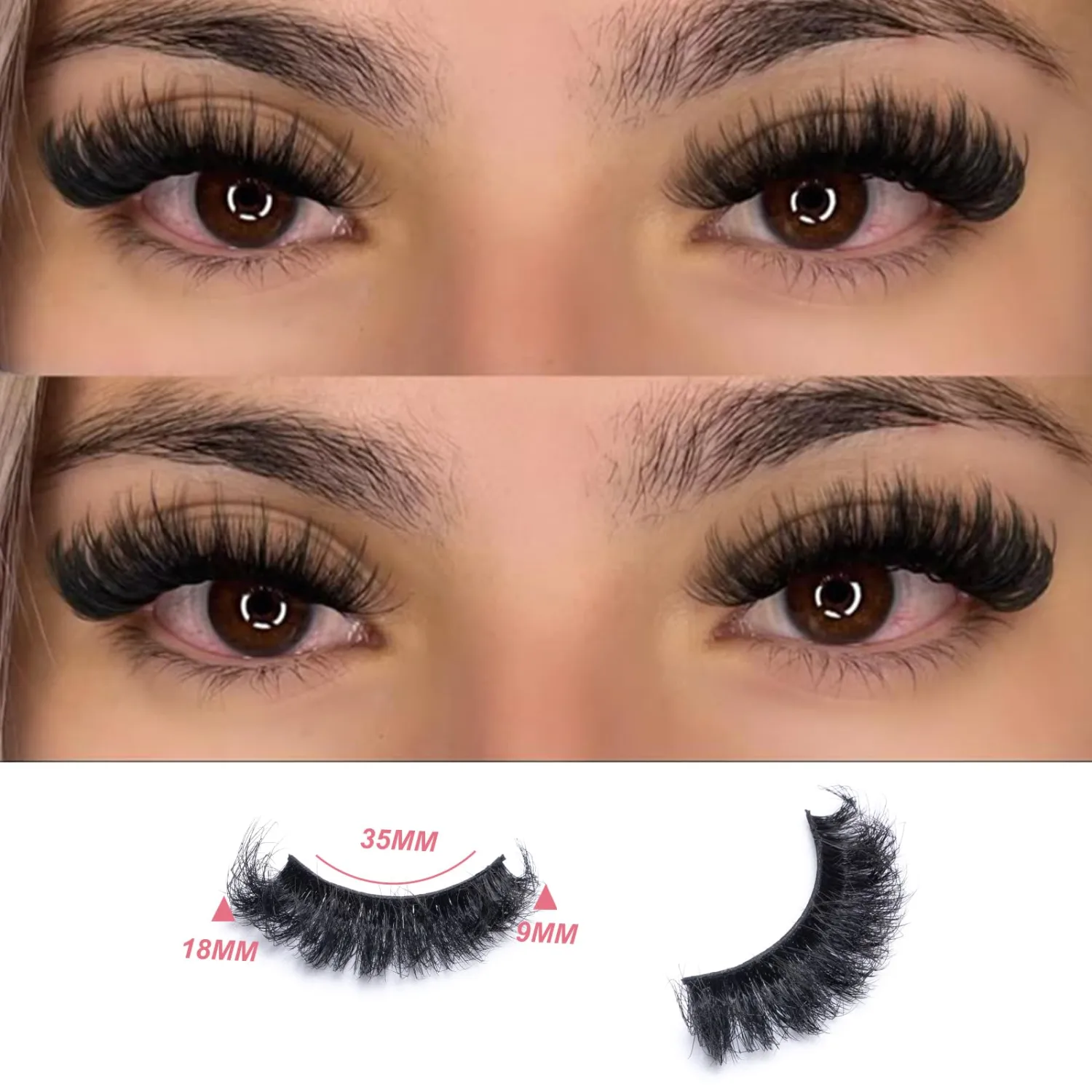Mink Lashes Fluffy 18mm False Eyelashes Volume 8D Cat Eye Strip Lashes D Curl 21 Pairs Dramatic Soft Eyelash Strips Lashes Pack That Look Like Extensions Big Long Lash Faux Mink Lashes