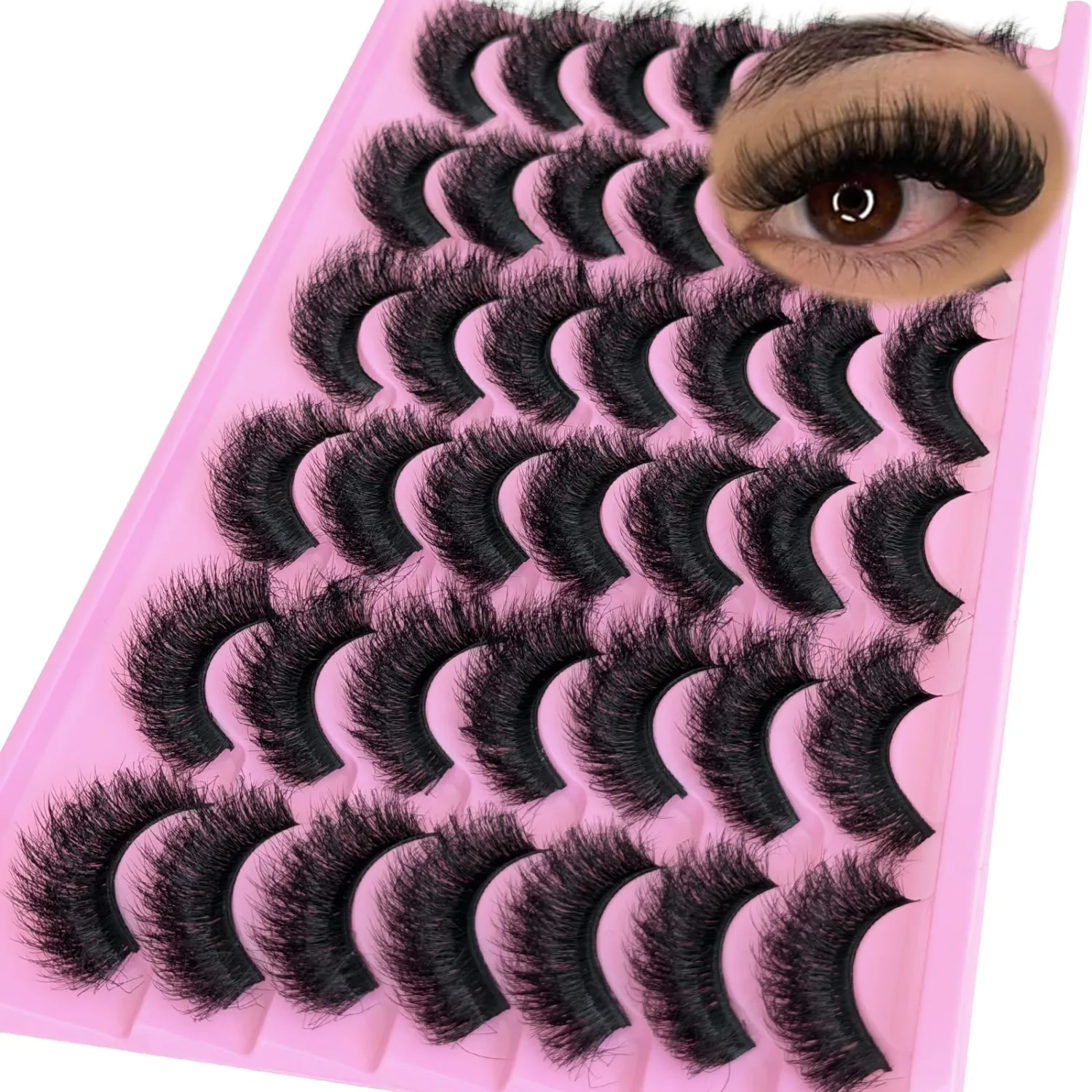 Mink Lashes Fluffy 18mm False Eyelashes Volume 8D Cat Eye Strip Lashes D Curl 21 Pairs Dramatic Soft Eyelash Strips Lashes Pack That Look Like Extensions Big Long Lash Faux Mink Lashes