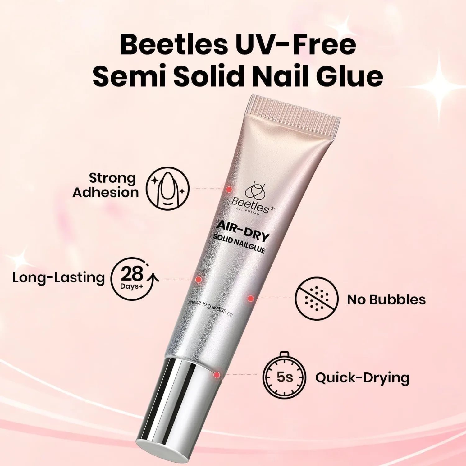 Beetles Semi Solid Nail Glue, 10g Super Strong Nail Glue for Press Ons