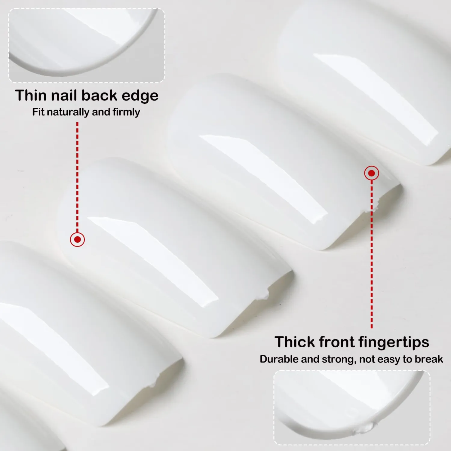 240pc White Press on Nails Medium Square Fake Nail with Glue & Adhesive Tabs,White Glue on Nails Medium Press ons Nail Square Acrylic Nail Press-on False Nail Artificial Fingernail for Women