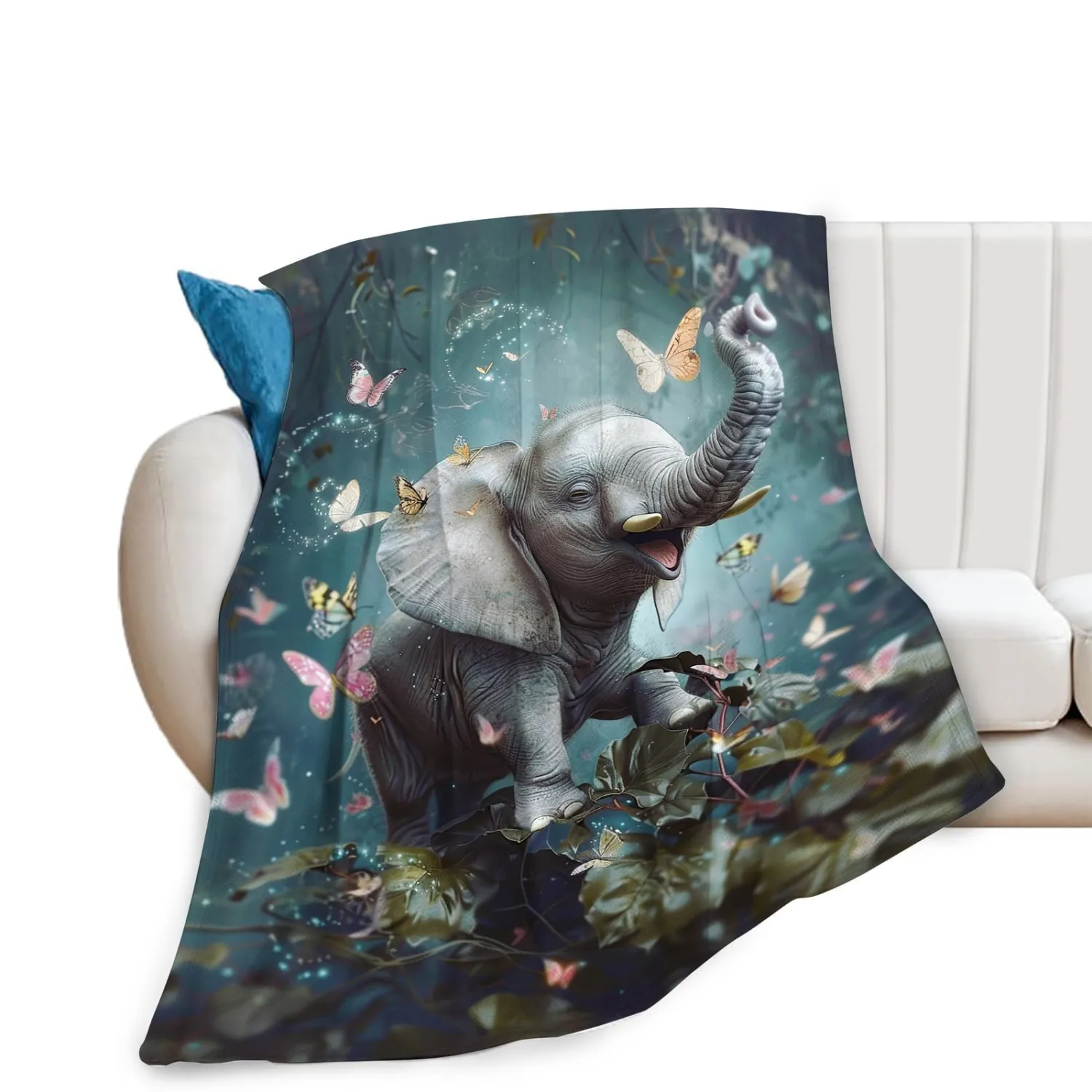 Elephant Blanket Plush Fleece Throw Gifts for Women Girls Kids 40"X50"