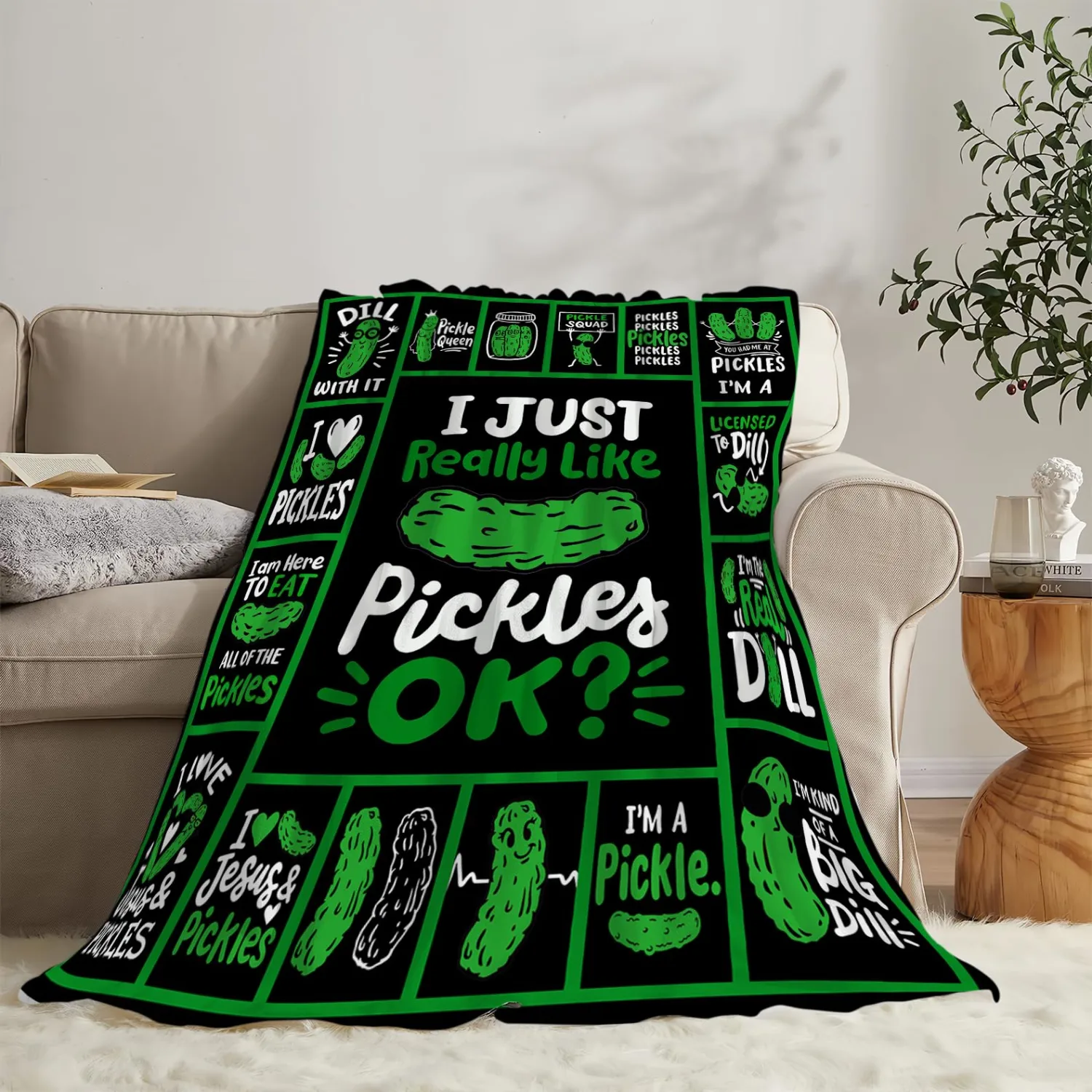 Pickle Blanket Plush Fleece Throw Gifts for Women Girls Kids 40"X50"