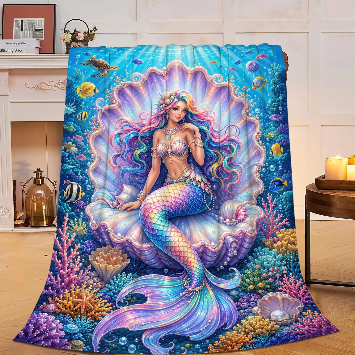 Mermaid Blanket Plush Throw Gifts for Women Girls Kids 50"X60"