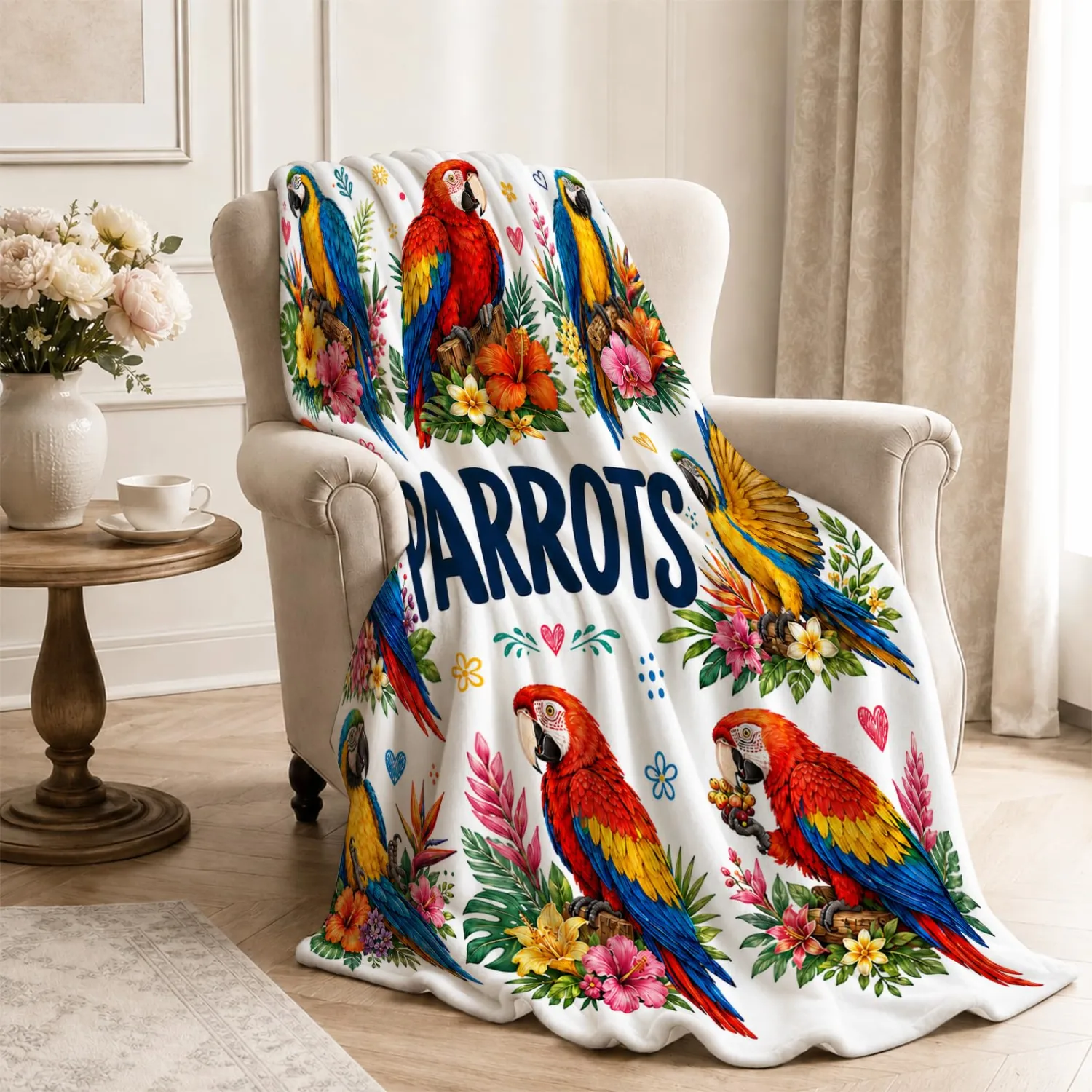 Parrot Blanket Plush Throw Gifts for Women Girls Kids 50"X60"