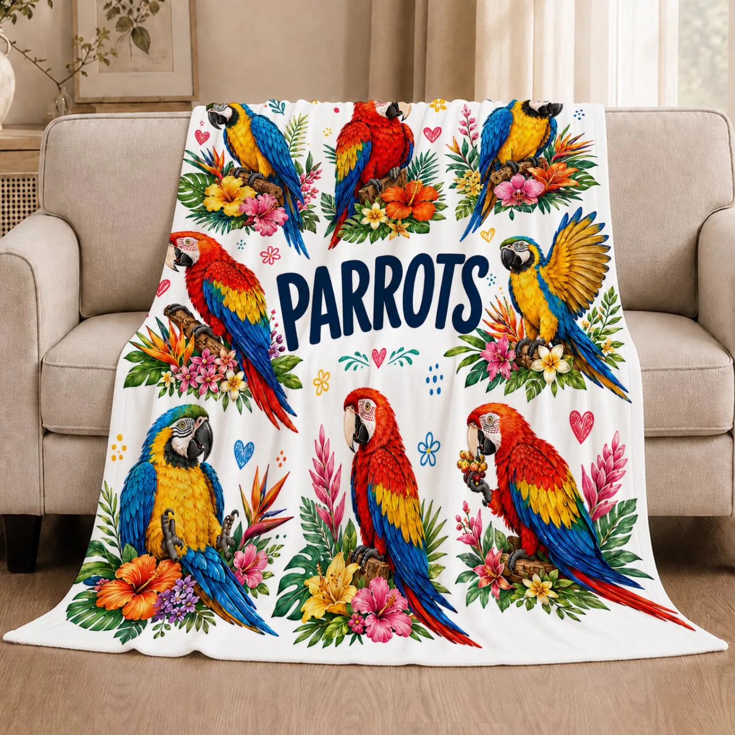 Parrot Blanket Plush Throw Gifts for Women Girls Kids 50"X60"