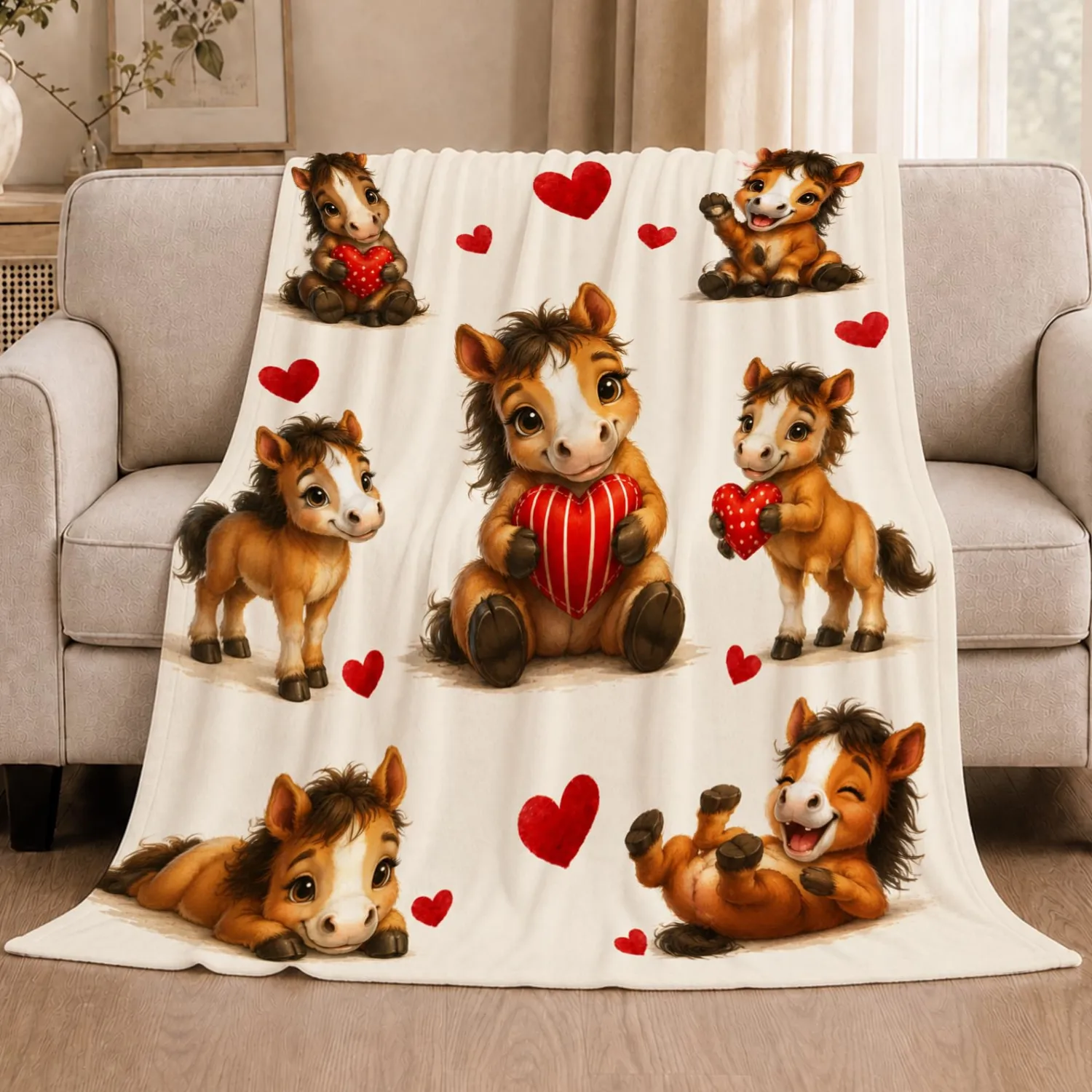 Horse Blanket Plush Throw Gifts for Women Girls Kids 50"X60"