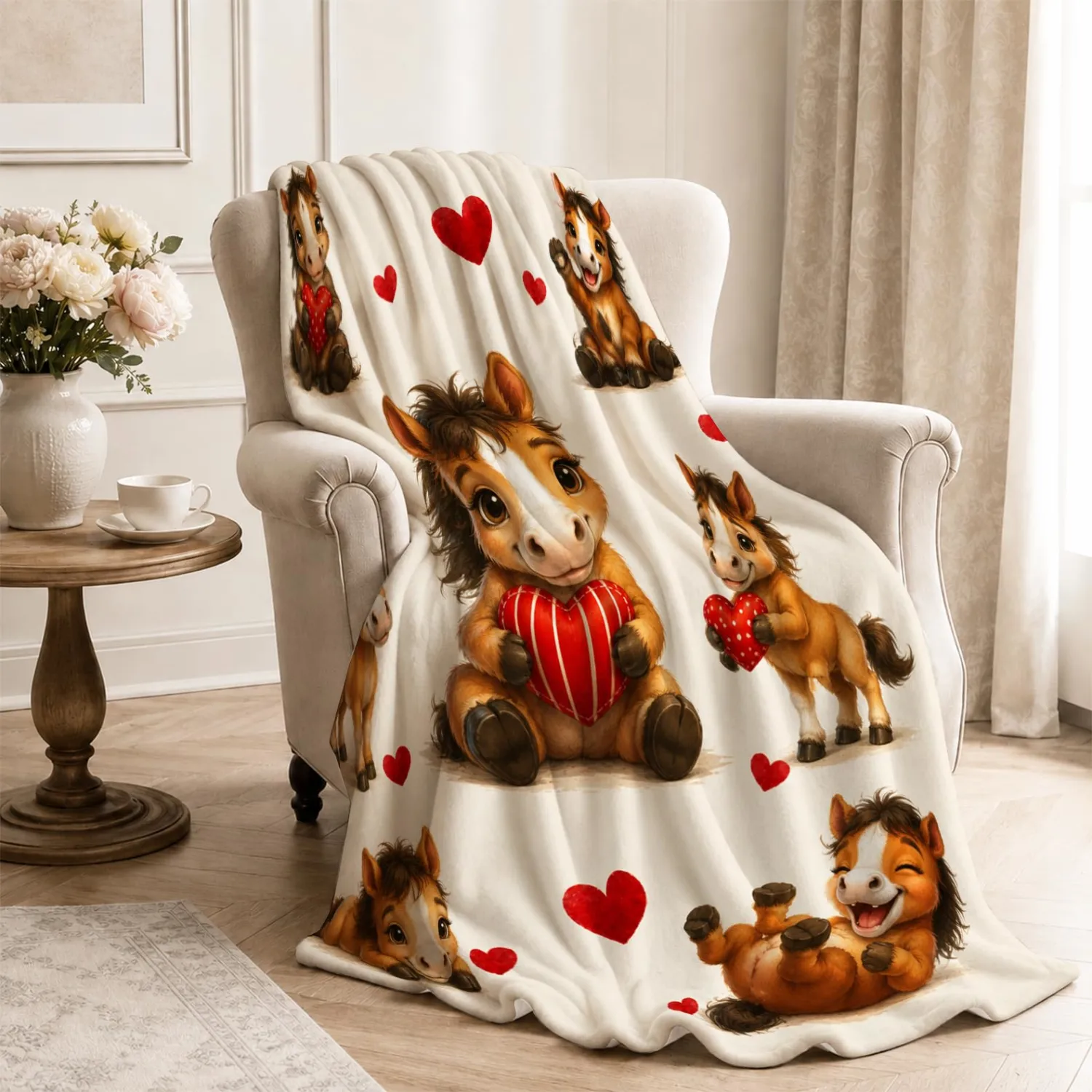 Horse Blanket Plush Throw Gifts for Women Girls Kids 50"X60"