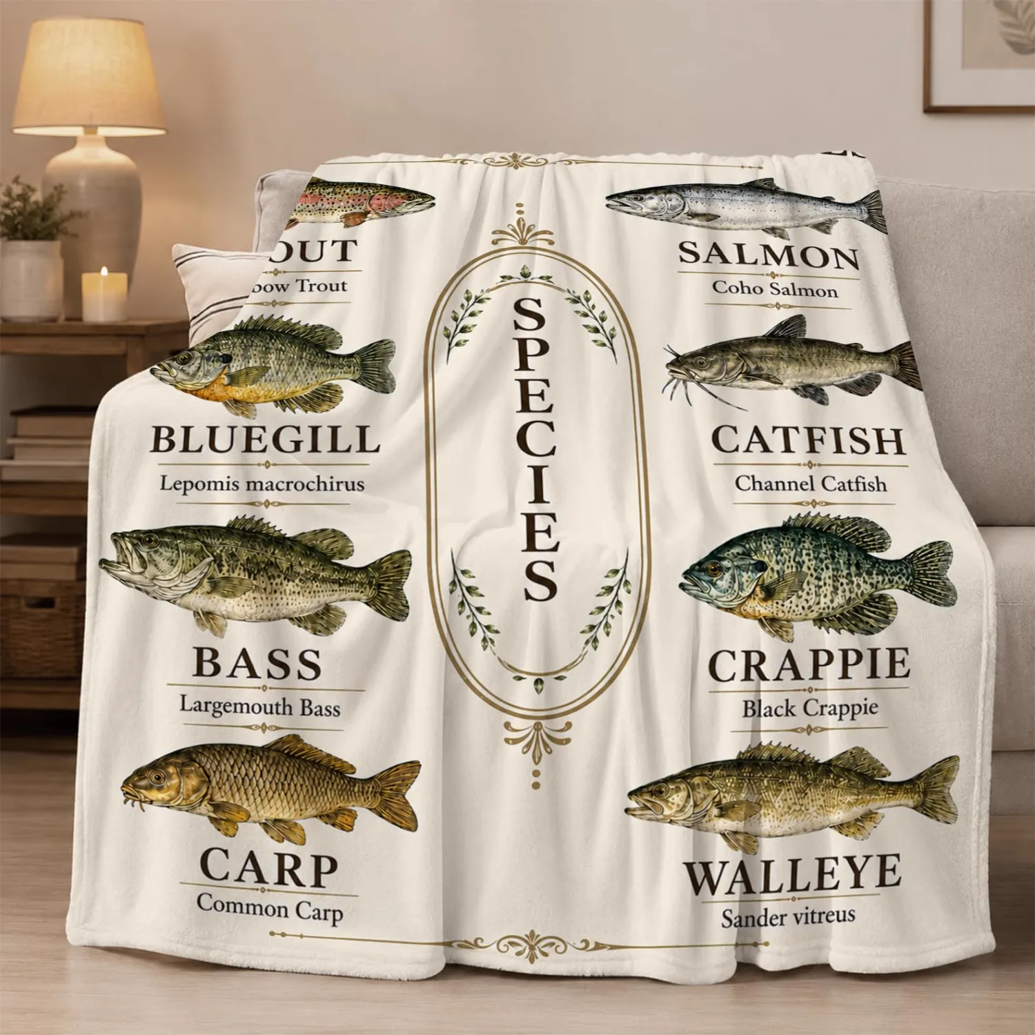 Fish Blanket Plush Fishing Throw Gifts for Women Girls Kids 60"X80"