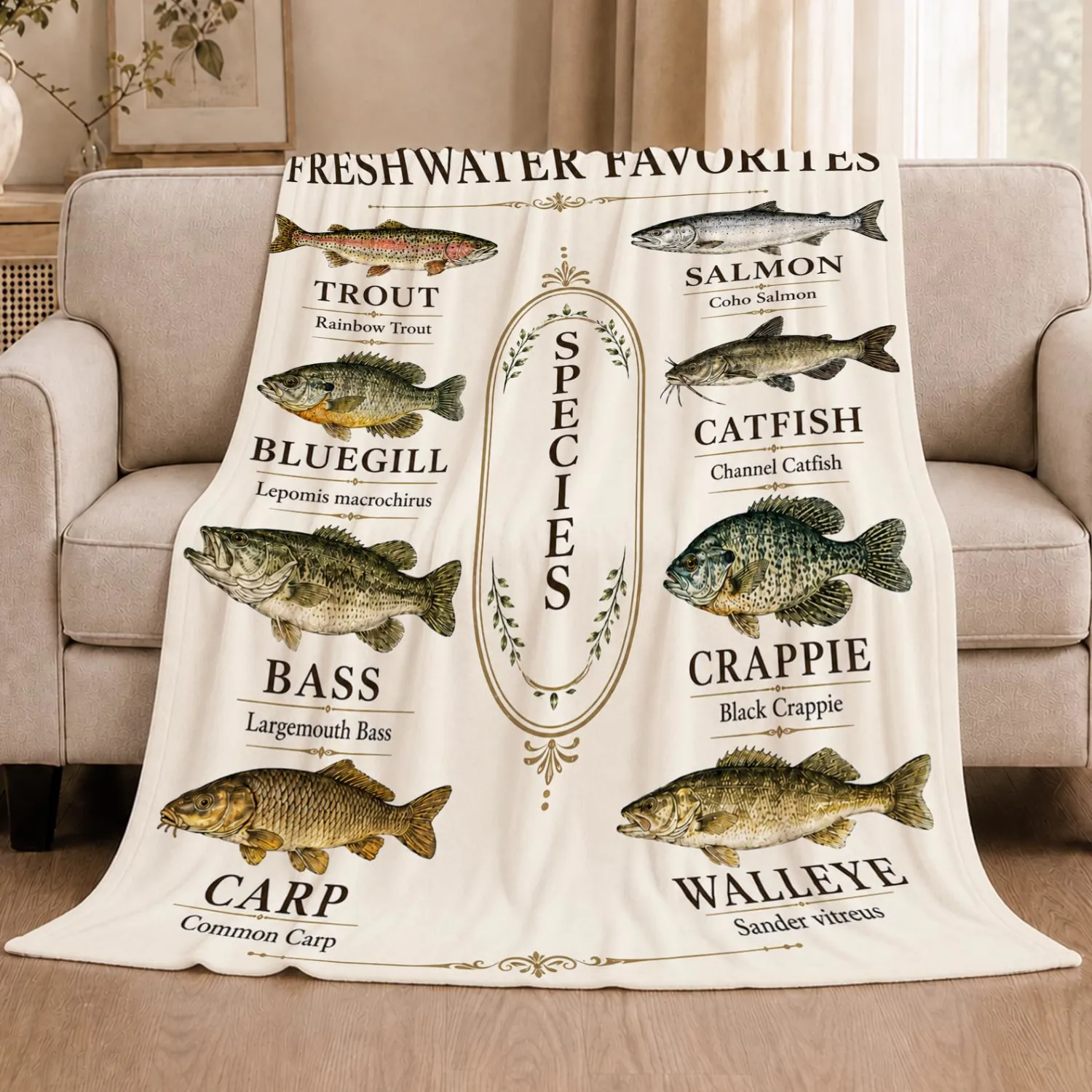 Fish Blanket Plush Fishing Throw Gifts for Women Girls Kids 50" 60"