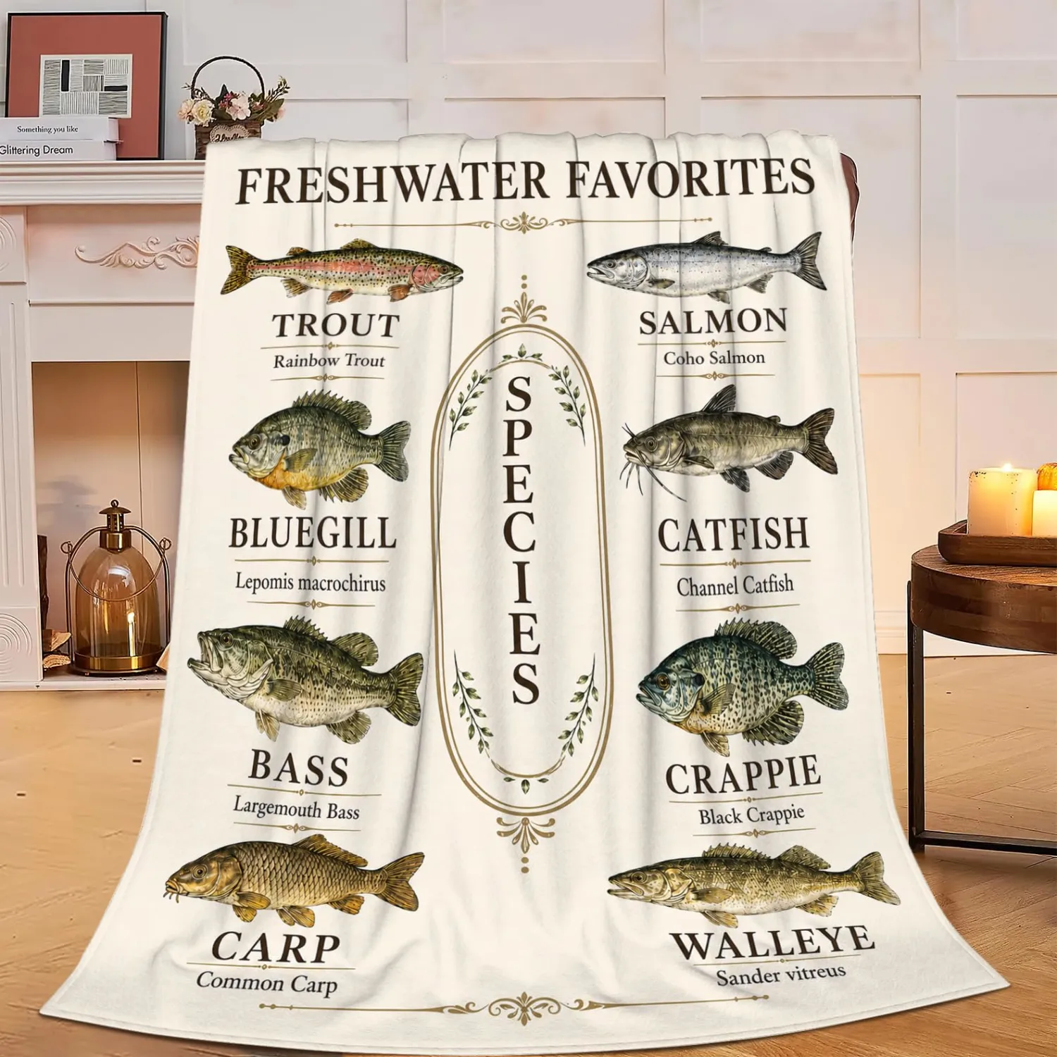 Fish Blanket Plush Fishing Throw Gifts for Women Girls Kids 50" 60"