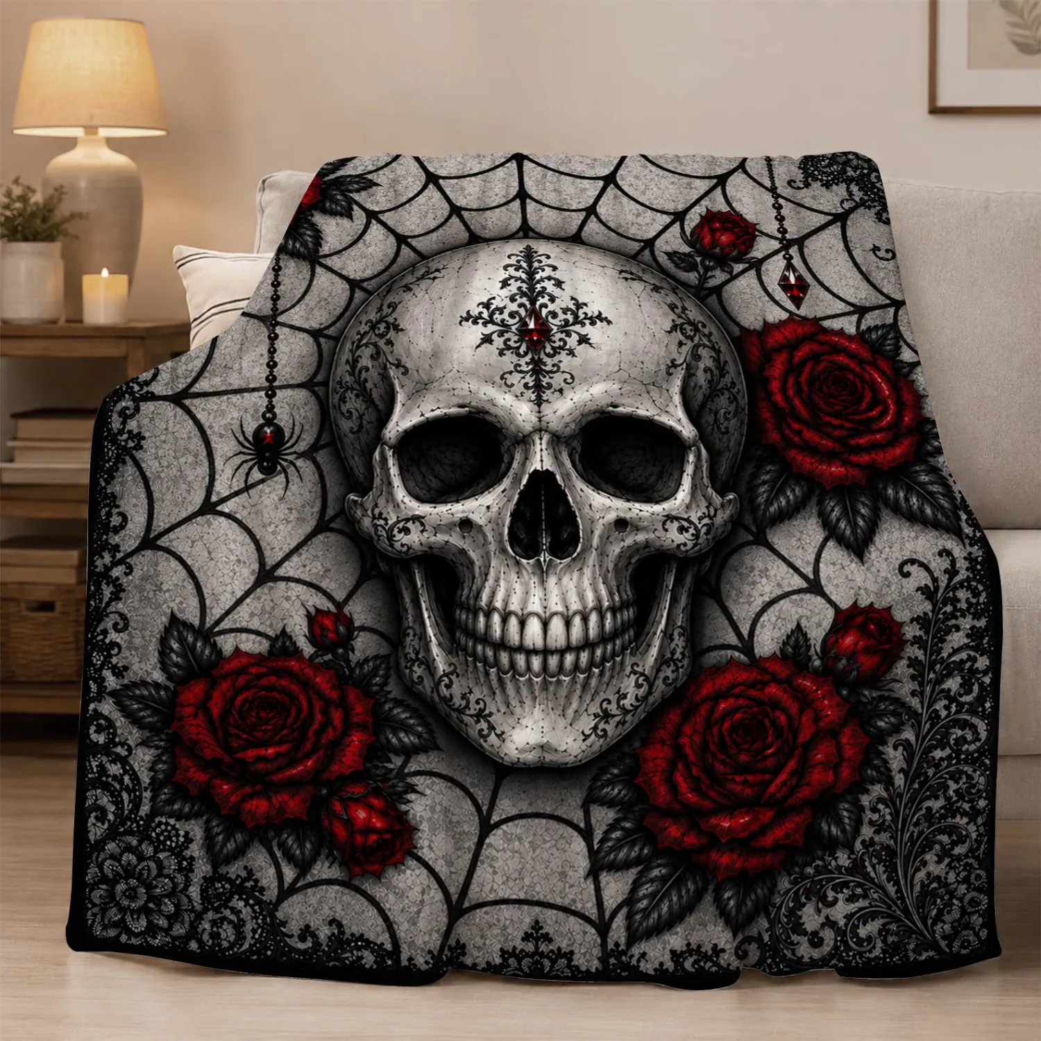 Gothic Skull Blanket Plush Throw Gifts for Women Girls Kids 40"X50"